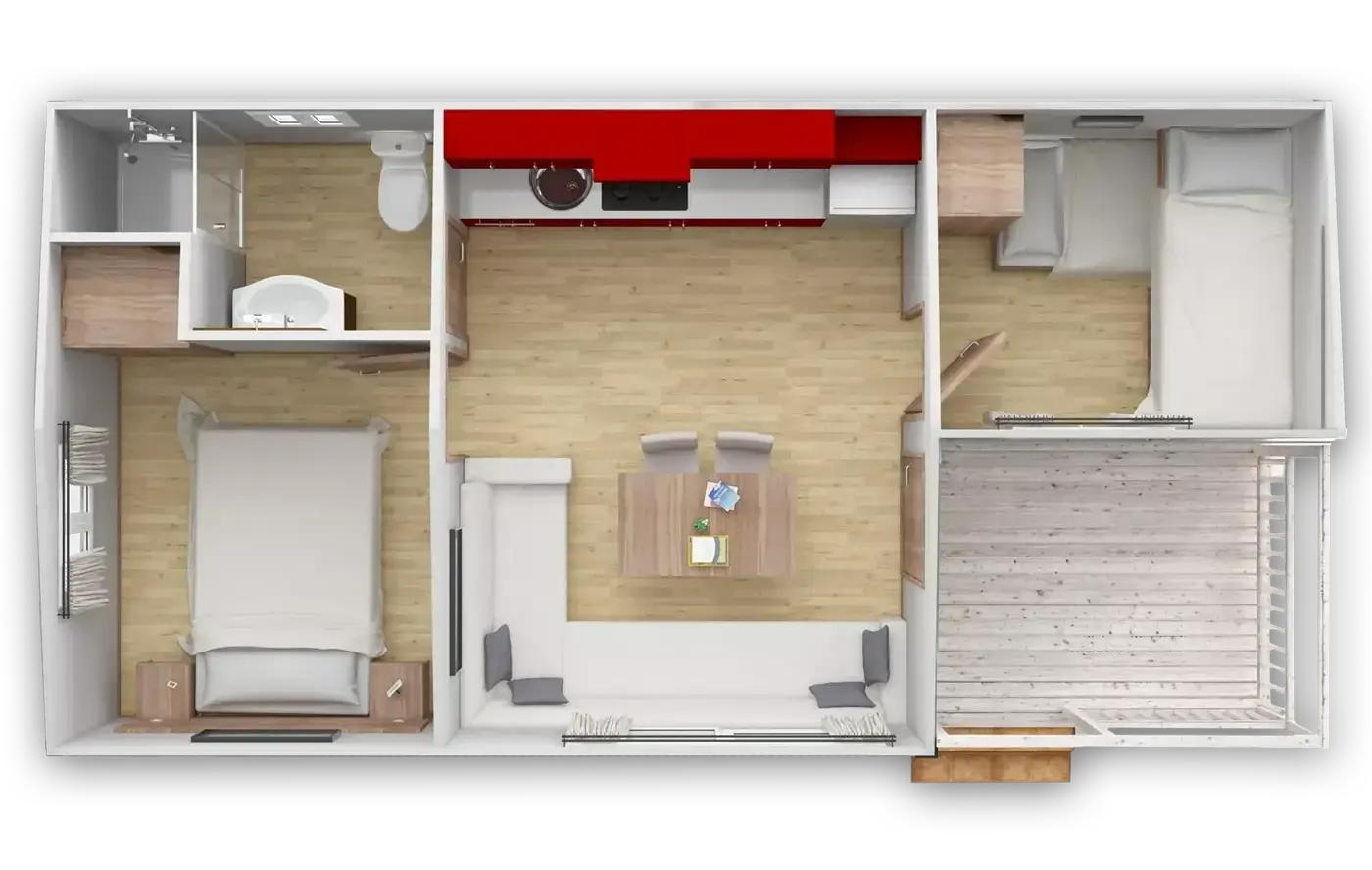 Casa prefabricada modelo Guadalquivir 3H de 32 m²