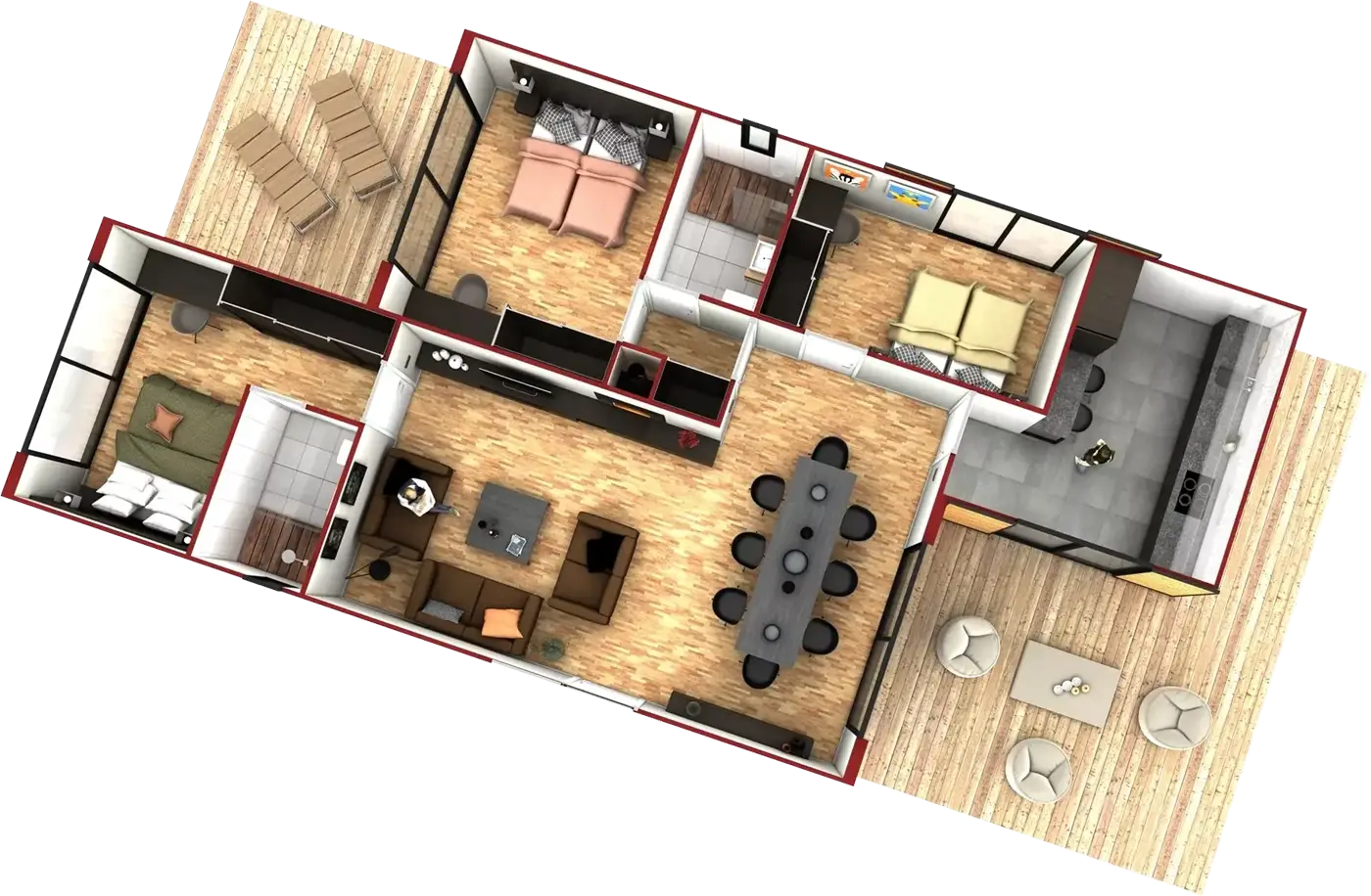 Casa prefabricada modelo Mod S/3 de 106 m²