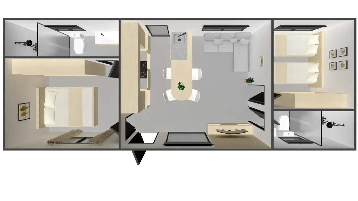 Casa prefabricada modelo Brisa 1200 de 49 m²