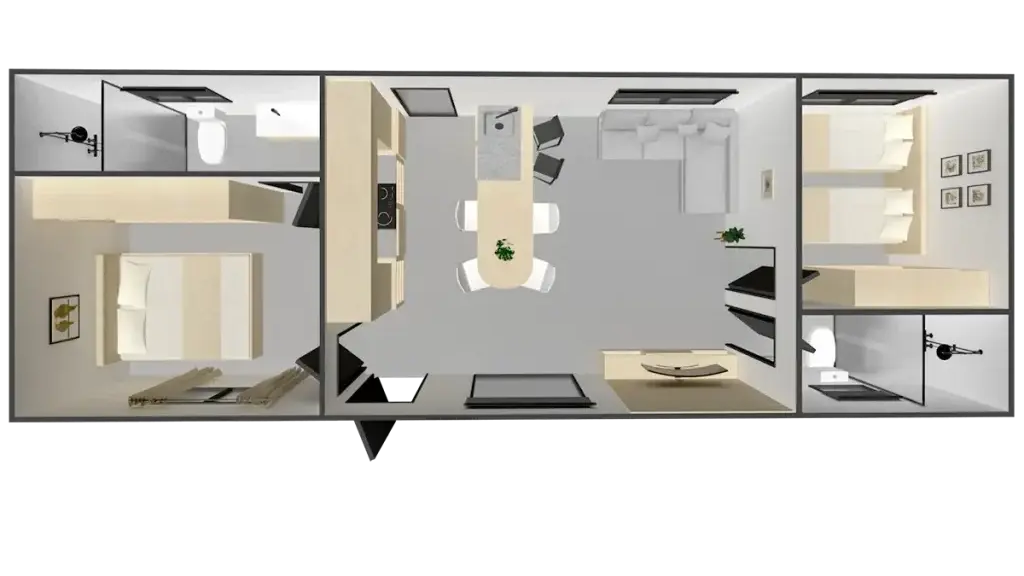 Casa prefabricada modelo Isla 1200 de 49 m²