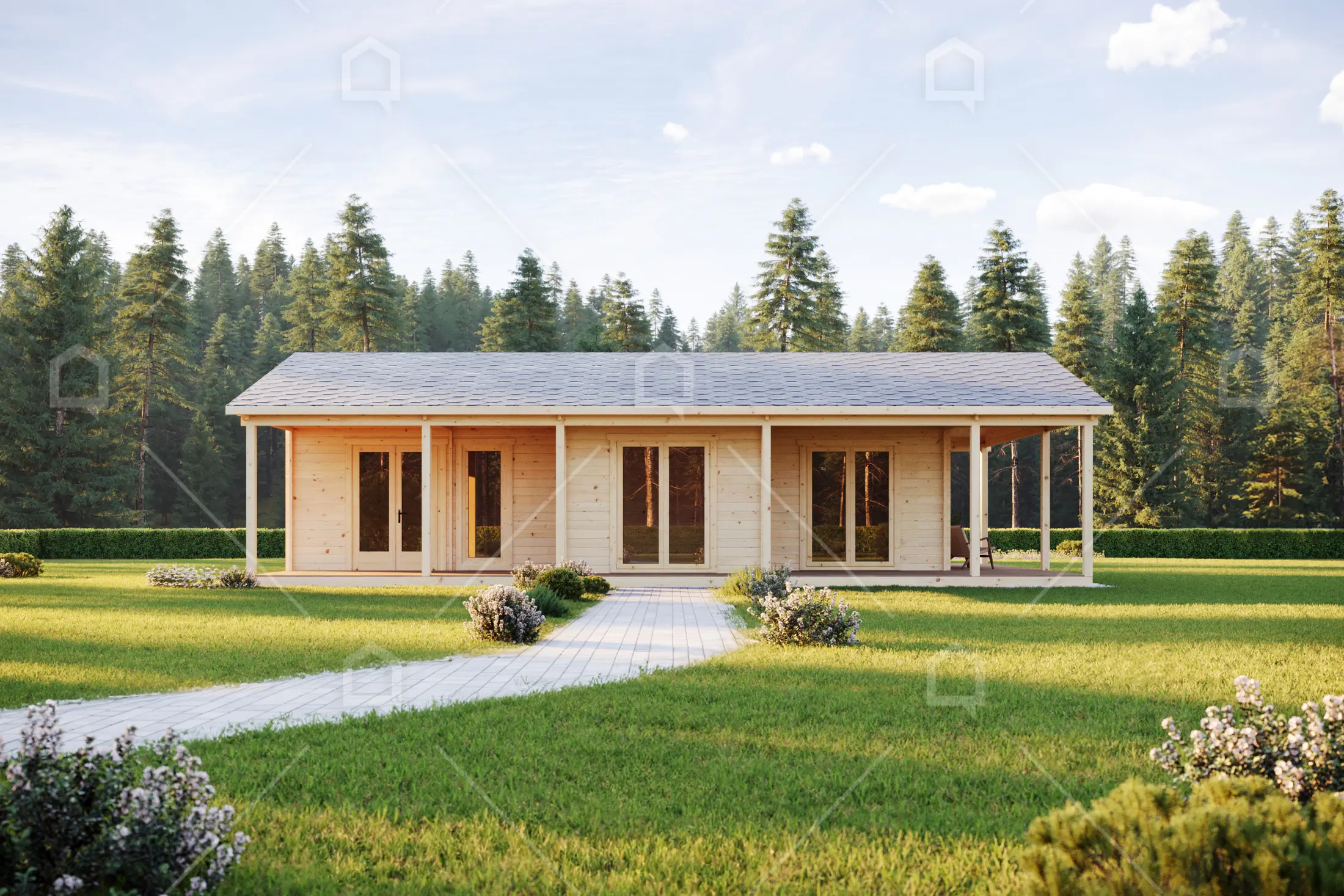 Casa prefabricada modelo Casa de madera Alcantucio de 73.5 m²