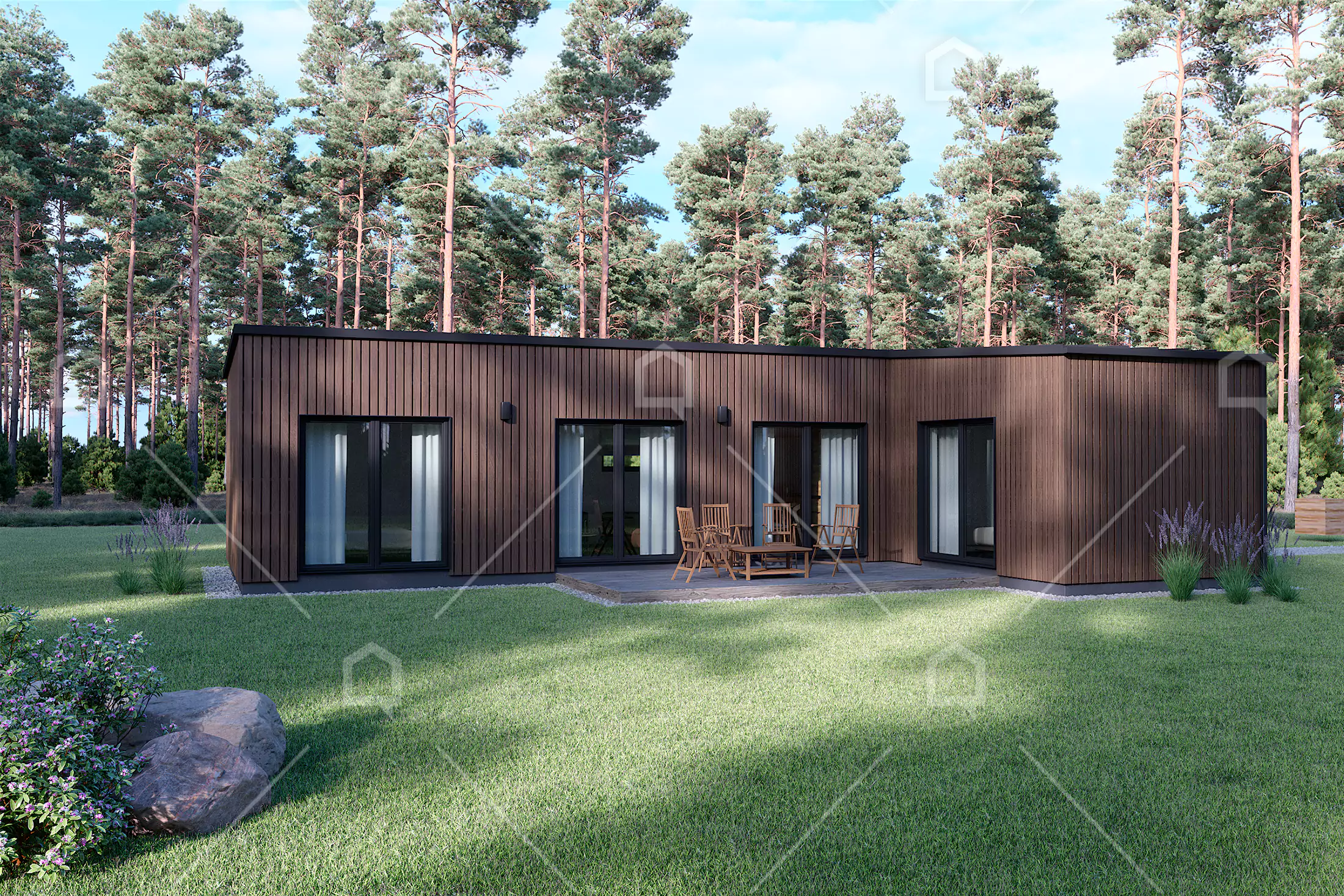 Casa prefabricada modelo AURORA de 76.8 m²