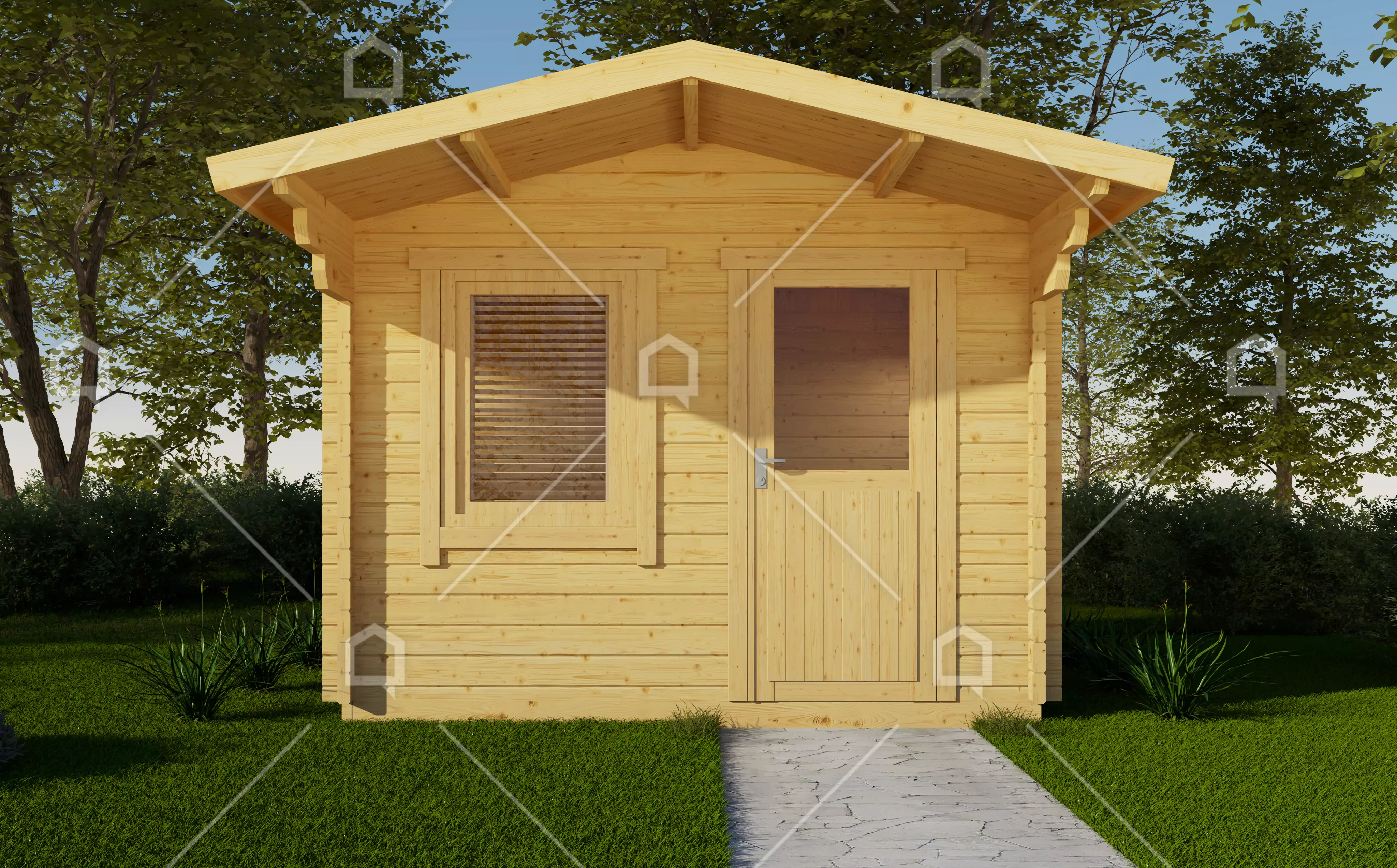 Casa prefabricada modelo Mini casa de madera Bluet de 7.7 m²