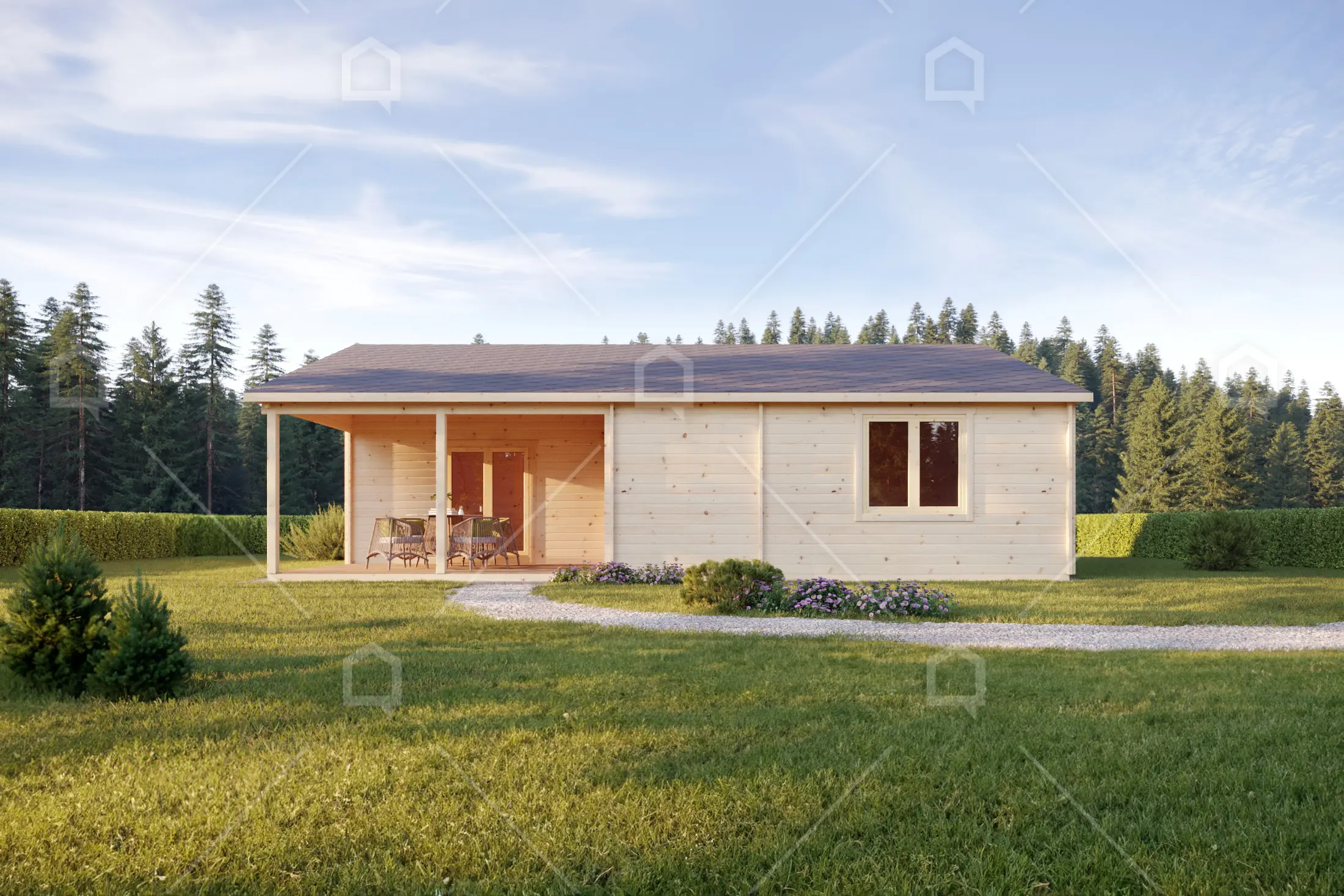 Casa prefabricada modelo Casa de madera Amur de 82.6 m²