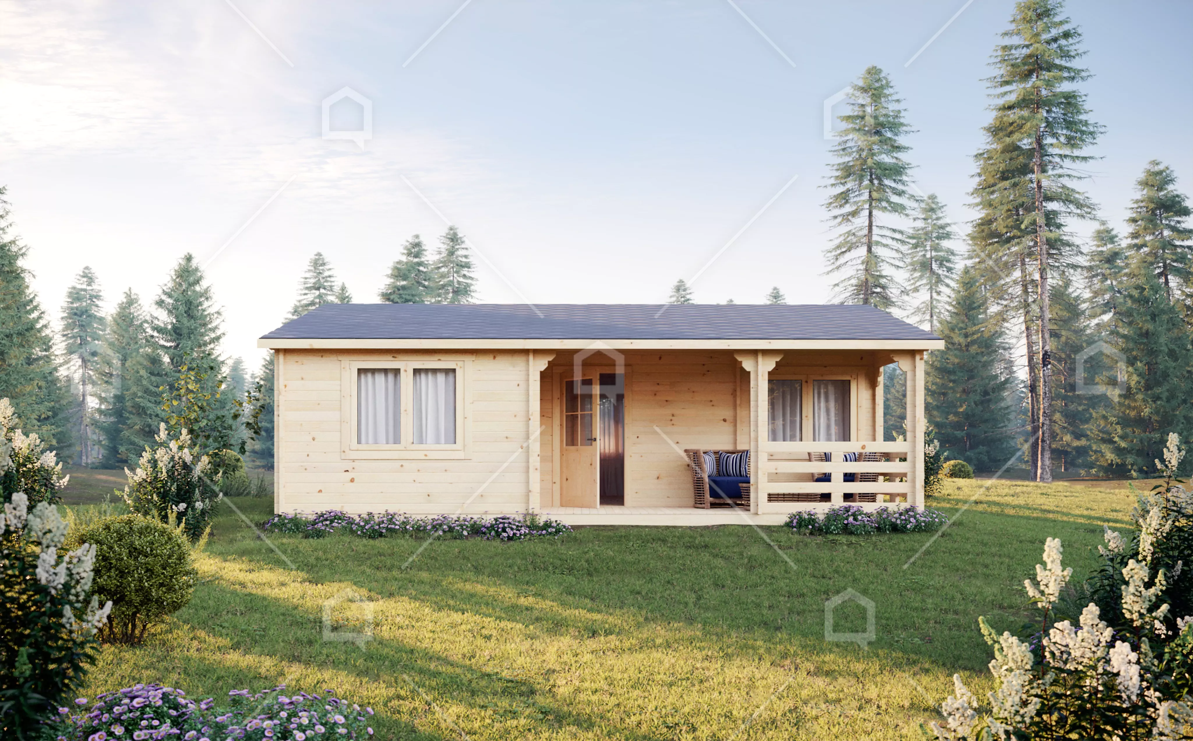 Casa prefabricada modelo Casa de madera Manitoba de 56 m²