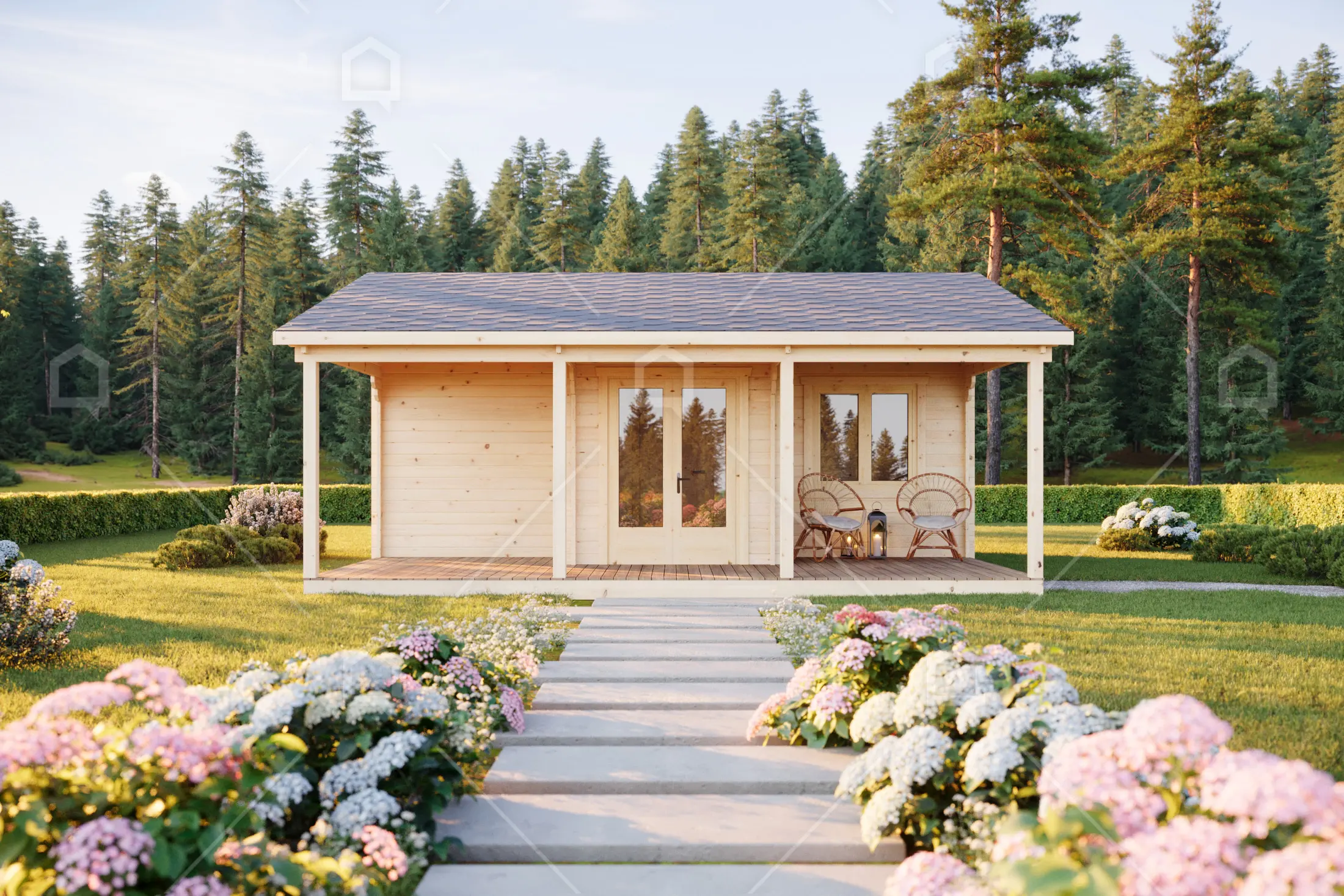 Casa prefabricada modelo Casa de madera Waterton de 49 m²