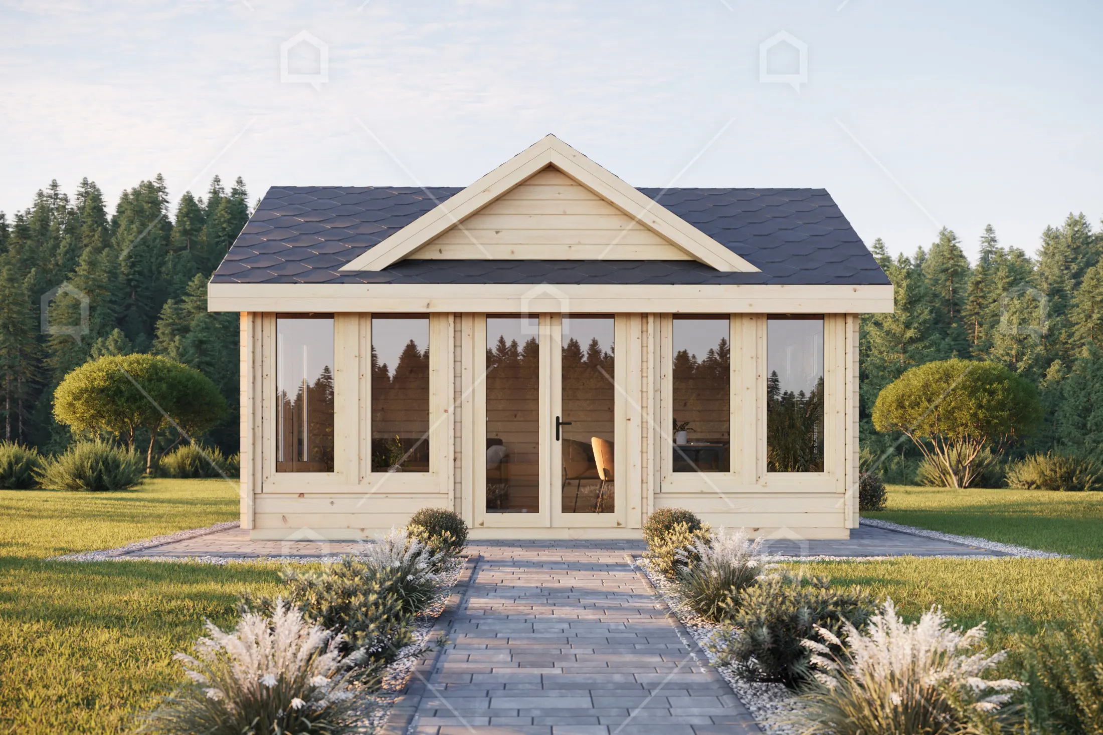 Casa prefabricada modelo Mini casa de madera Clockhouse de 19.7 m²