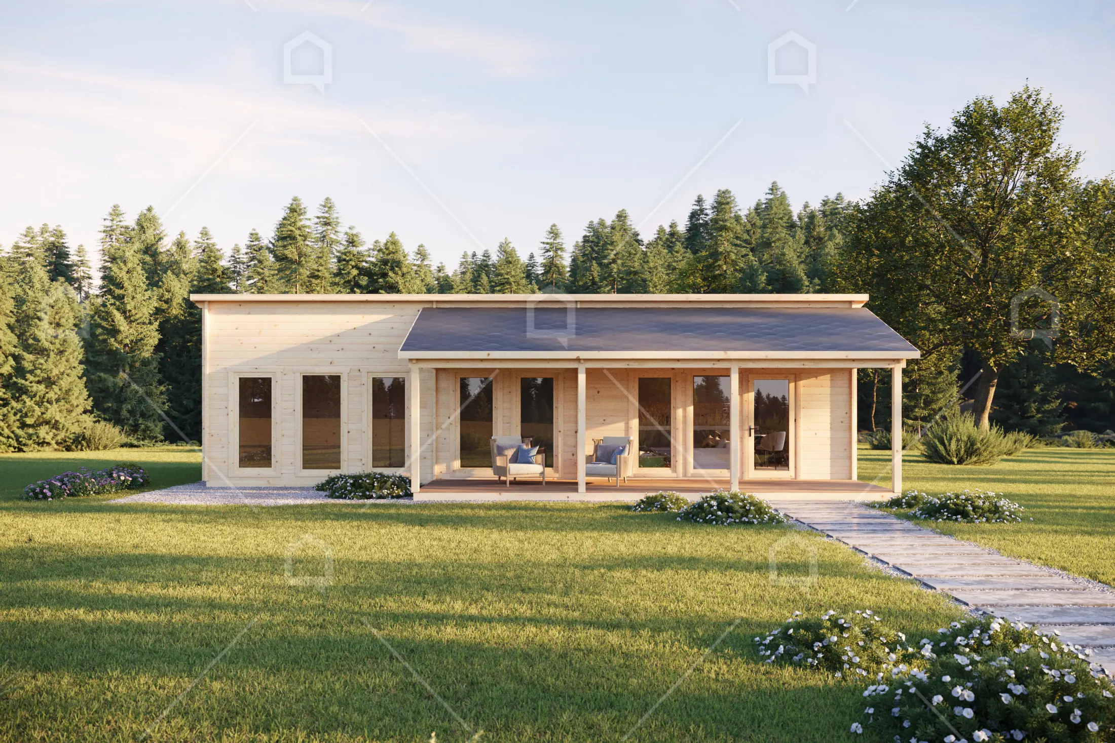 Casa prefabricada modelo Casa de madera Dijon de 114.3 m²