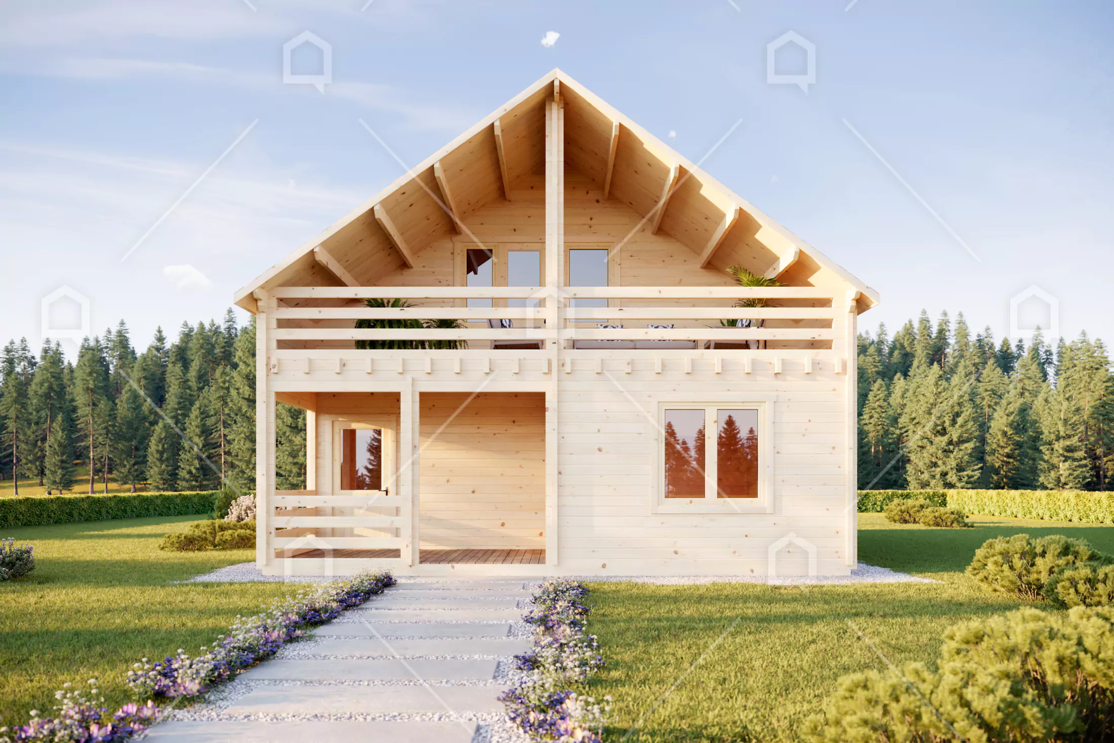 Casa prefabricada modelo Casa de madera Don de 76.5 m²