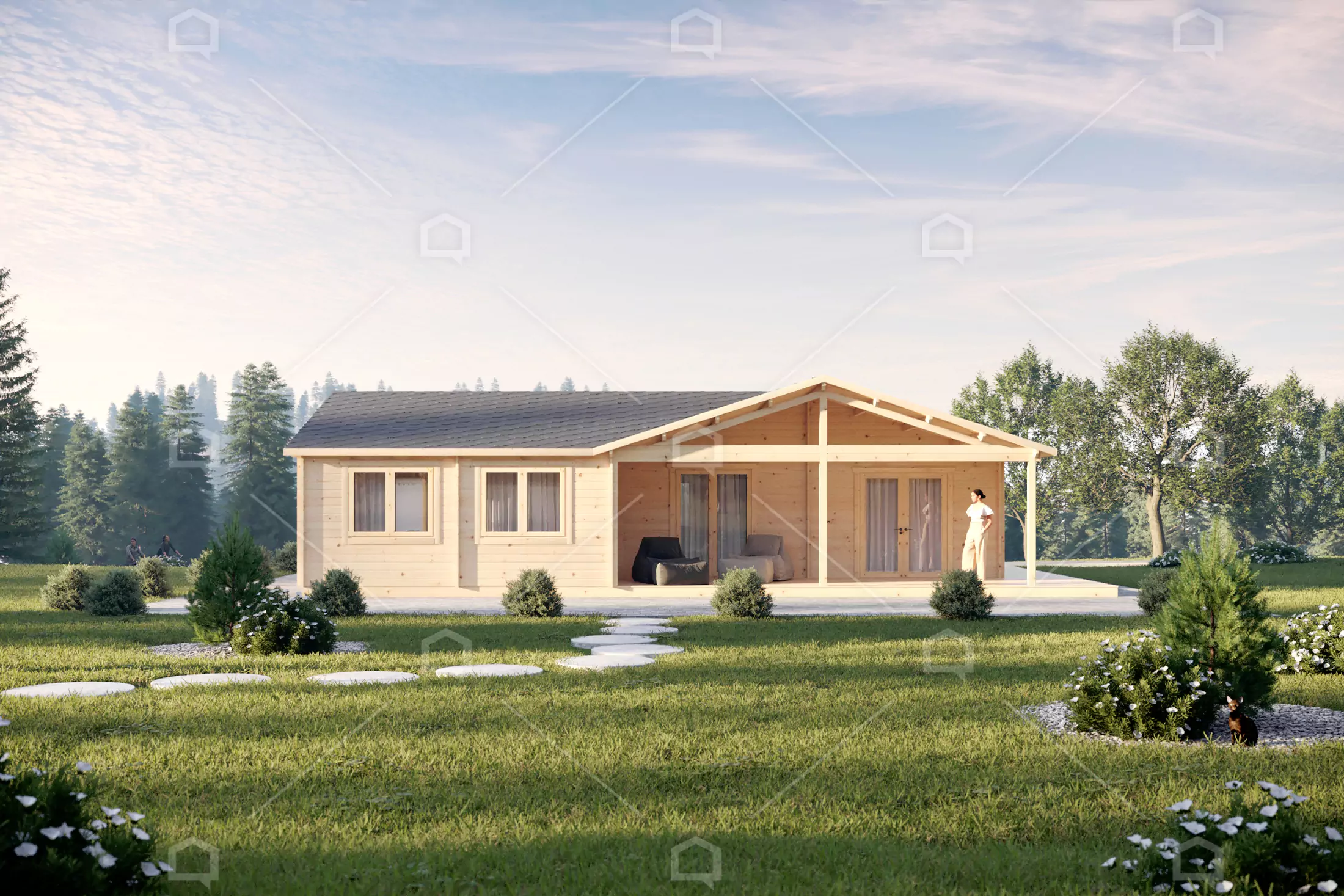 Casa prefabricada modelo Casa de madera Geneva de 95.8 m²