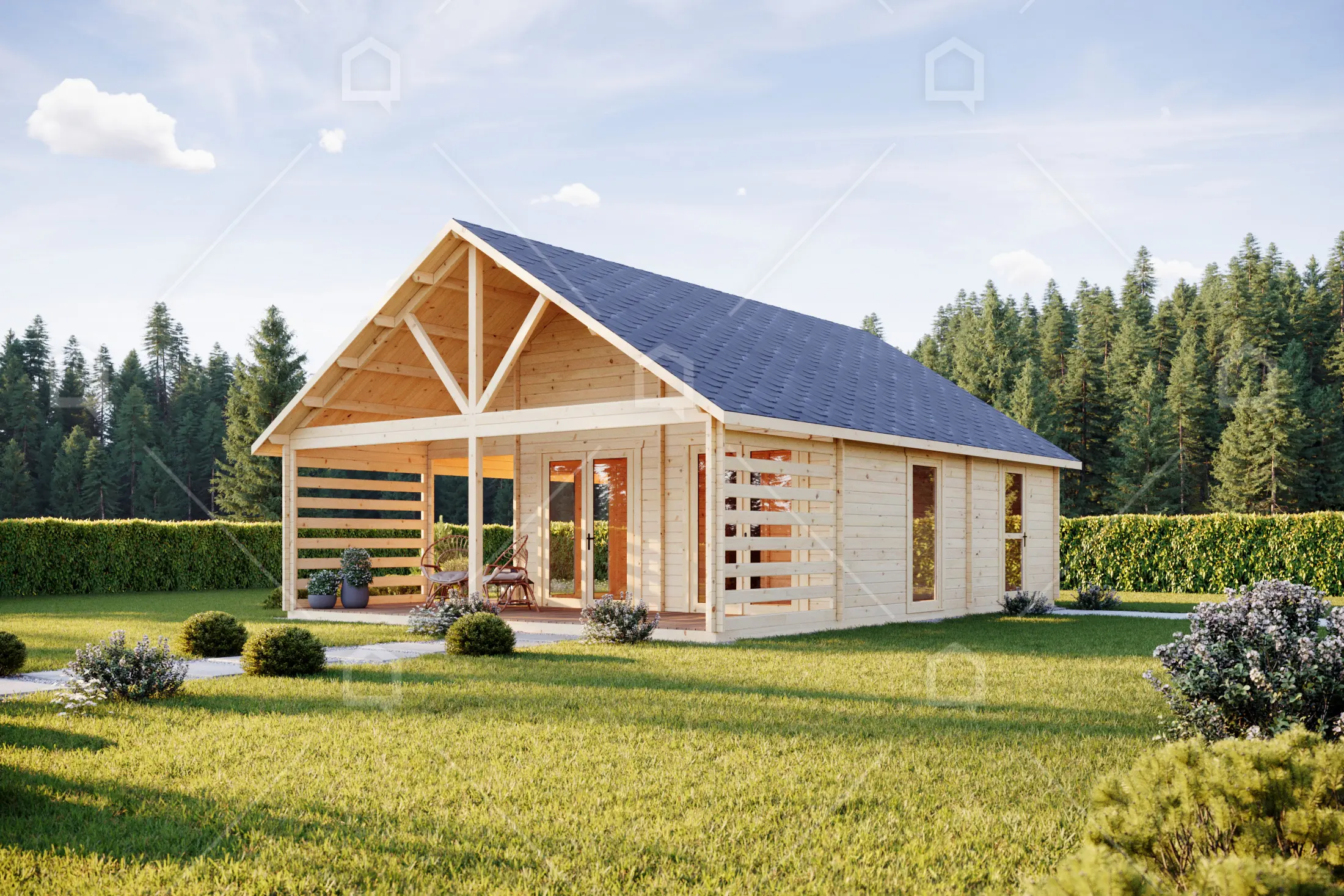 Casa prefabricada modelo Casa de madera Genoa de 61.9 m²