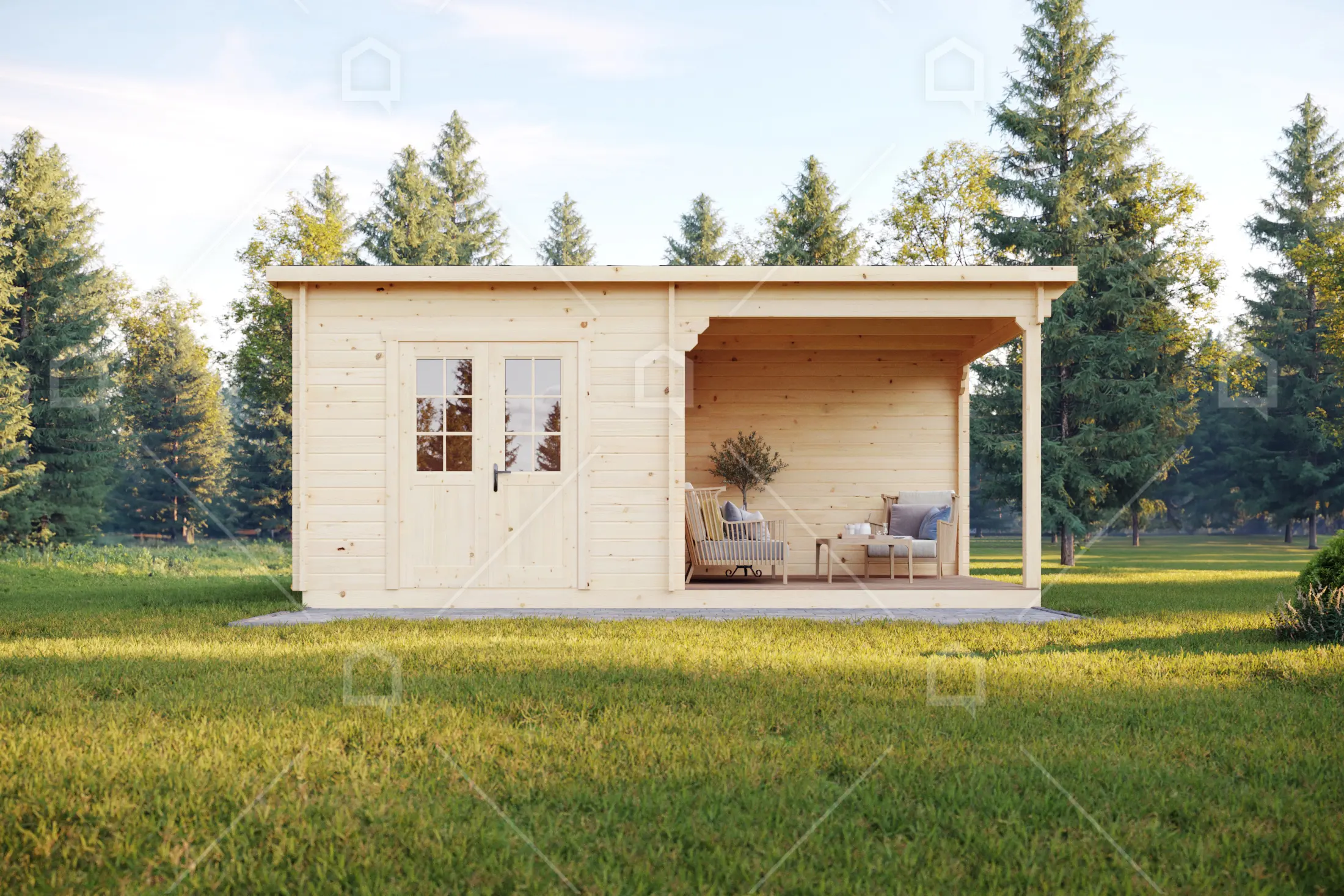 Casa prefabricada modelo Pérgola de madera Gouda de 17.9 m²