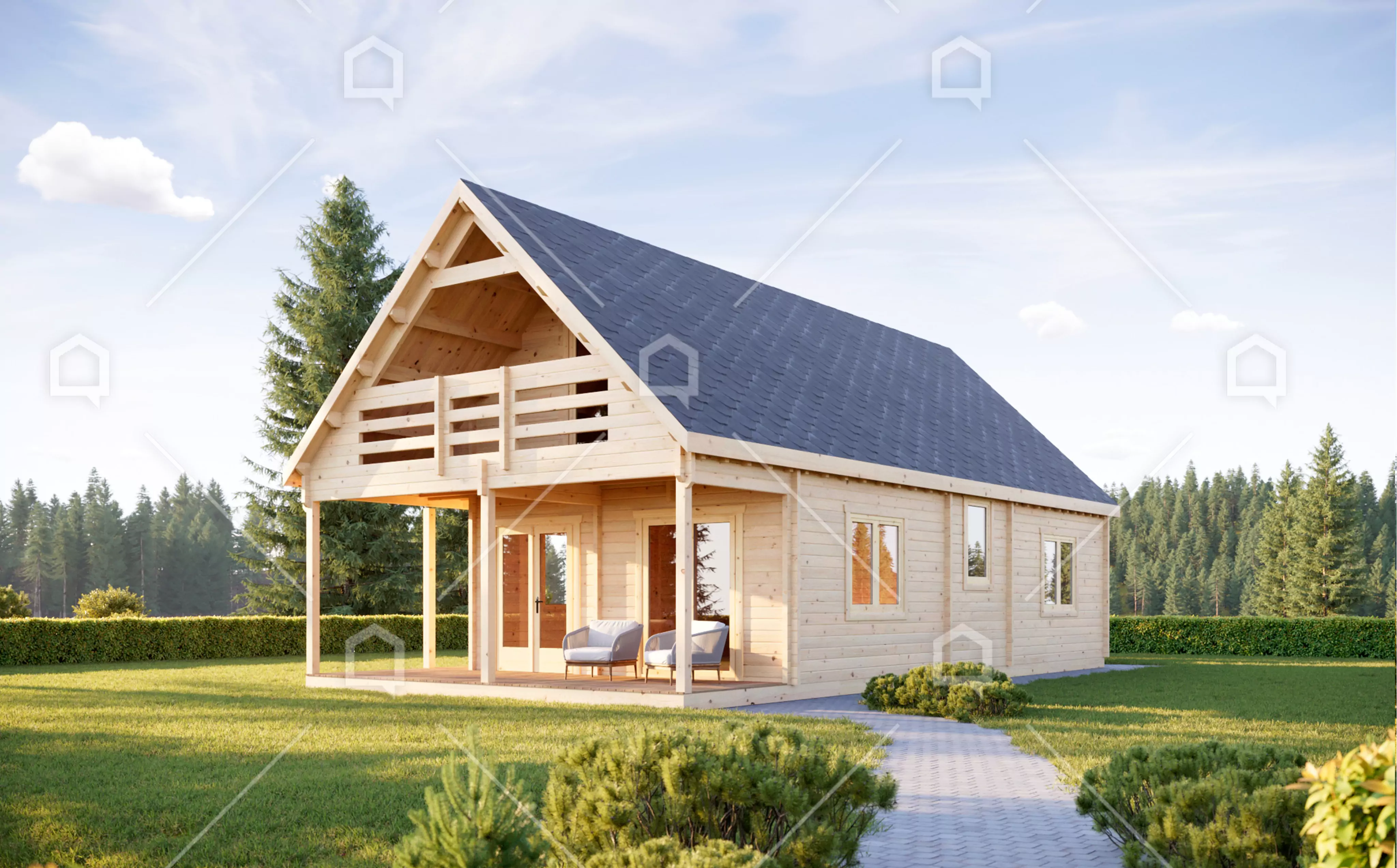 Casa prefabricada modelo Casa de madera Grasse de 76.8 m²
