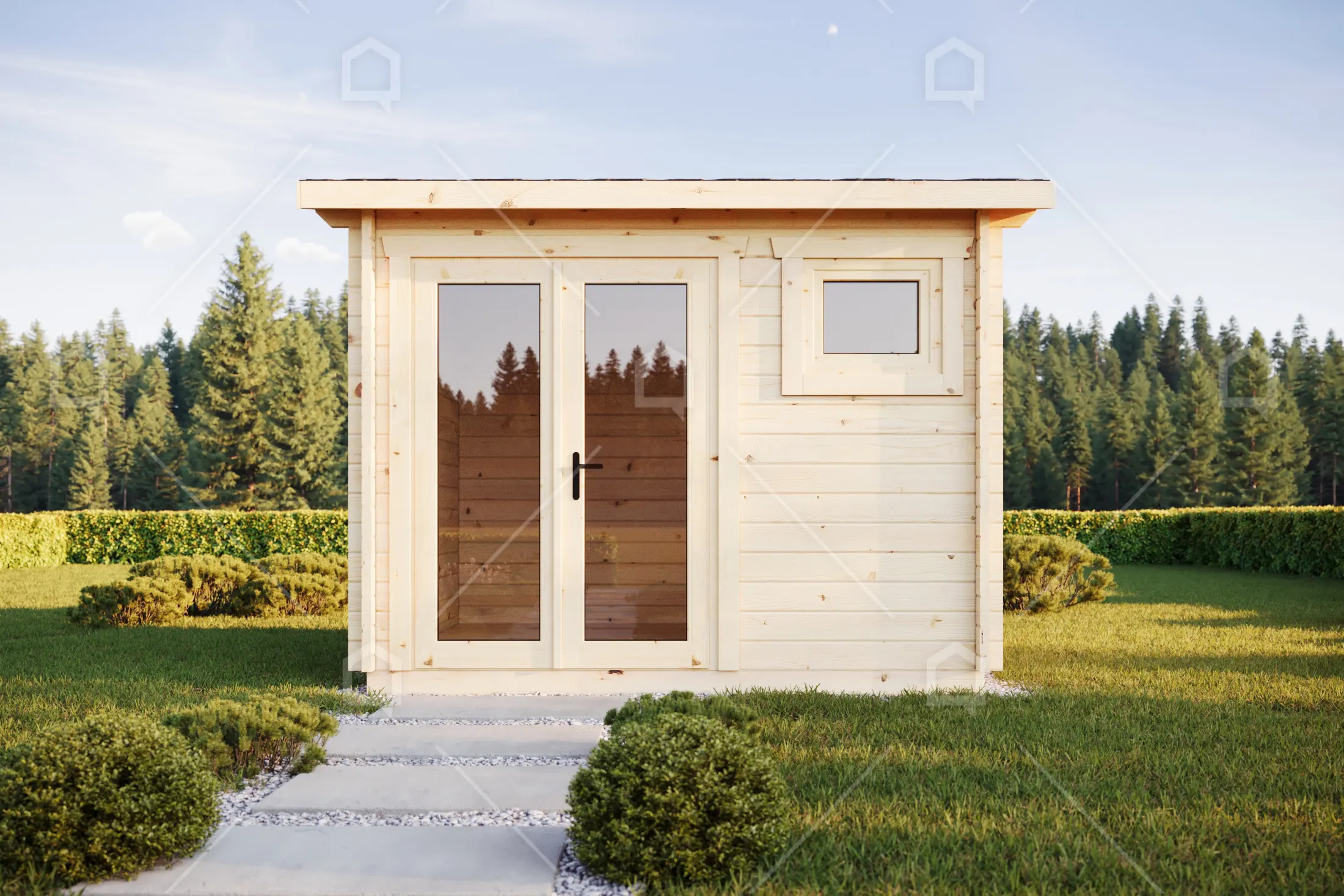 Casa prefabricada modelo Mini casa de madera Katy de 6.3 m²