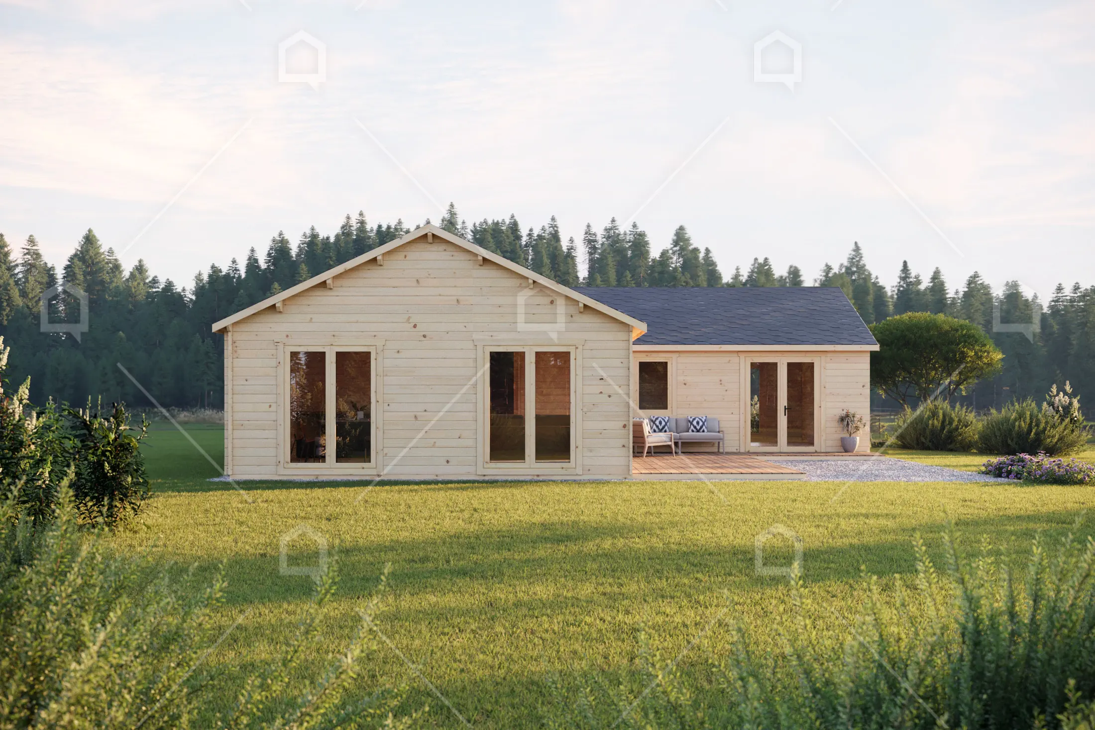 Casa prefabricada modelo Casa de madera Laguna de 138.7 m²