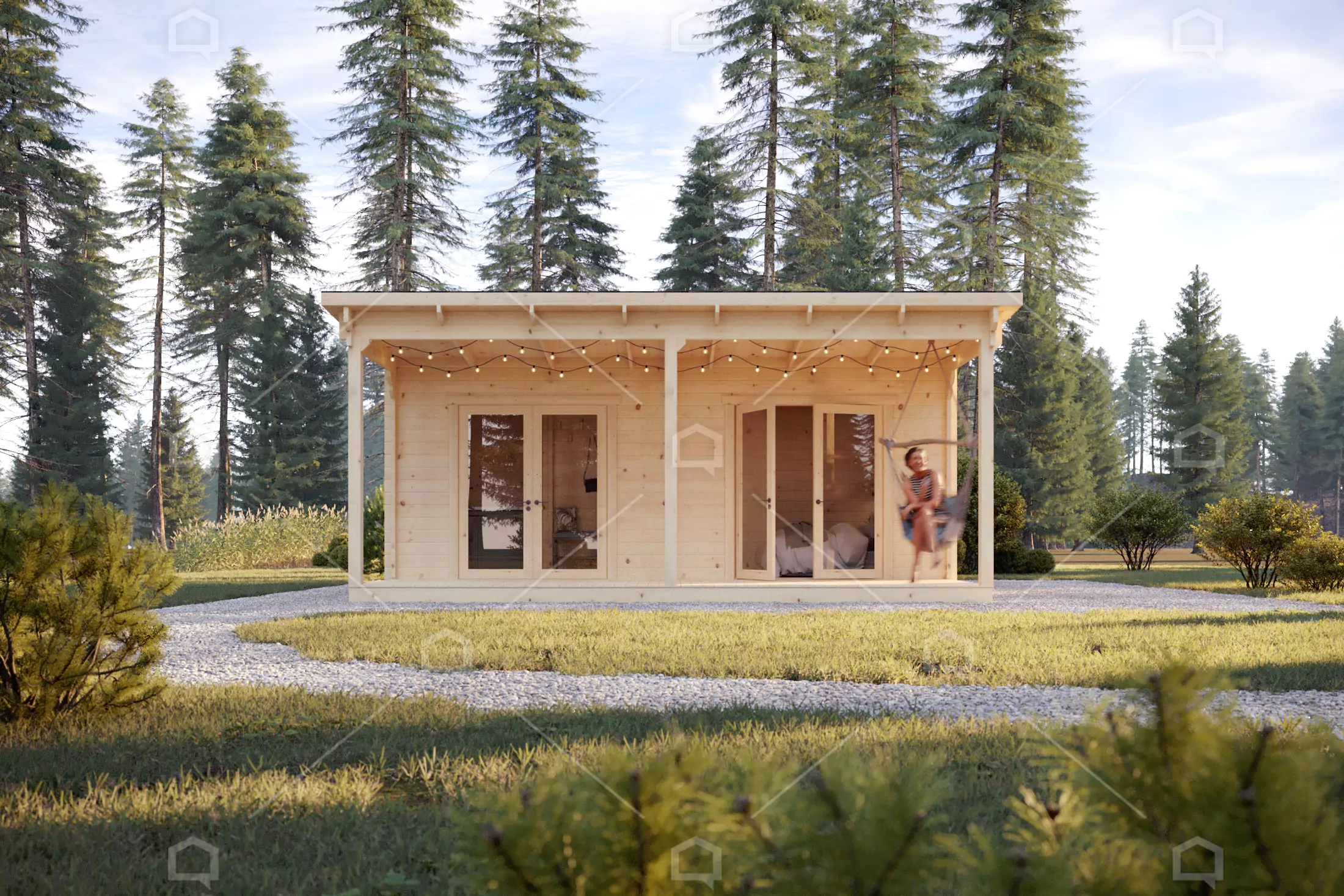 Casa prefabricada modelo Mini casa de madera Lena de 31.8 m²
