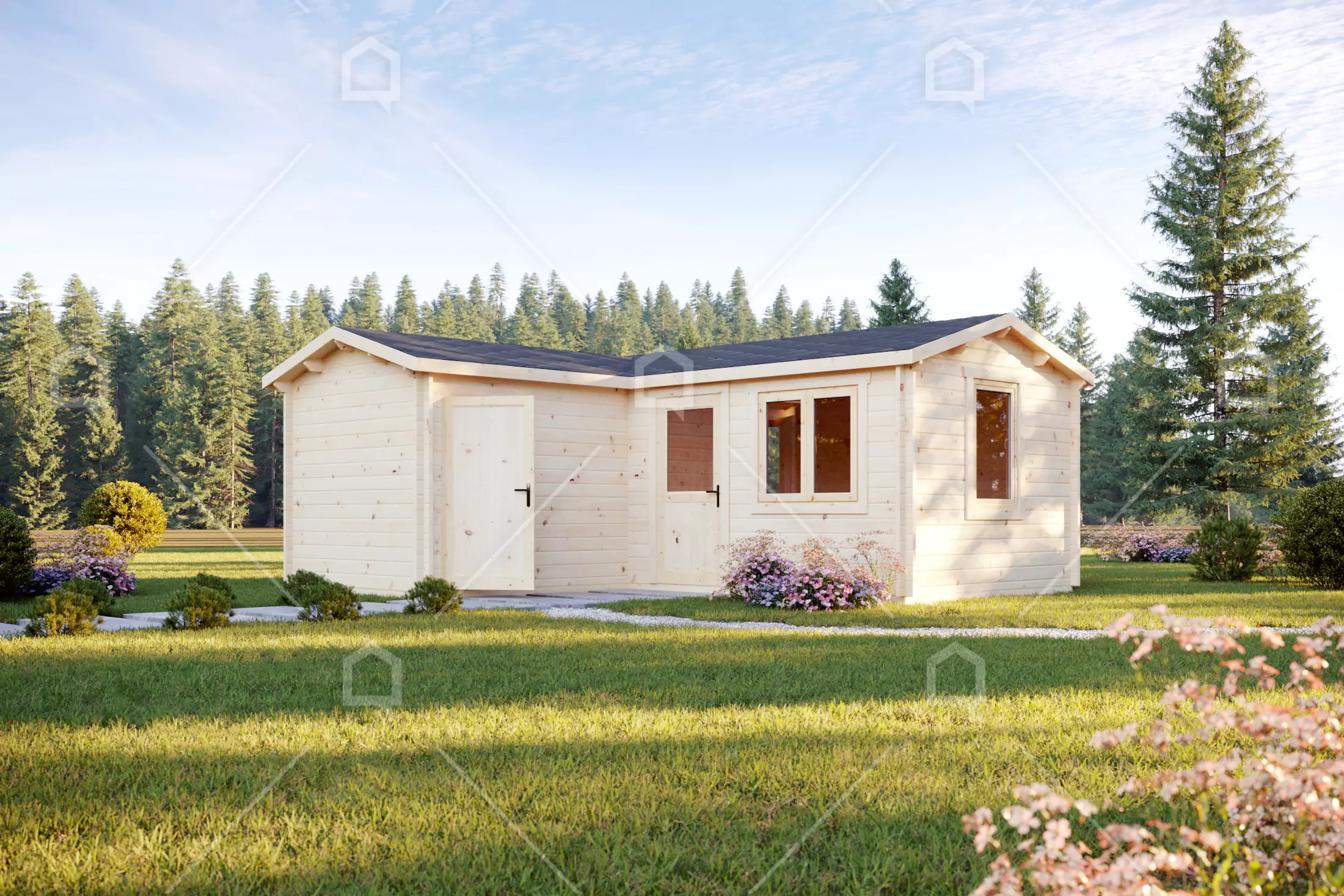 Casa prefabricada modelo Mini casa de madera Malawi de 22.7 m²