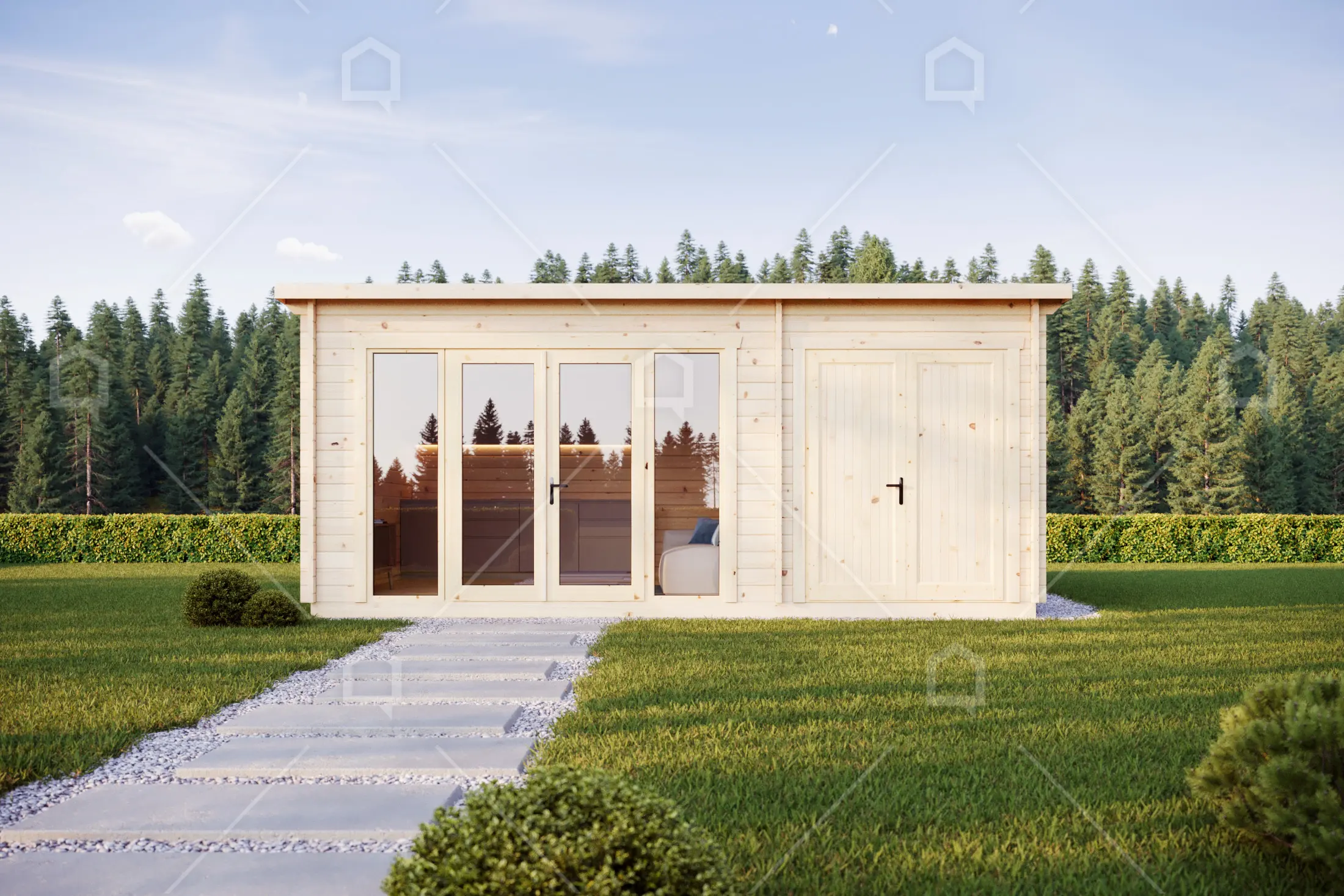 Casa prefabricada modelo Mini casa de madera Malbork de 23.8 m²