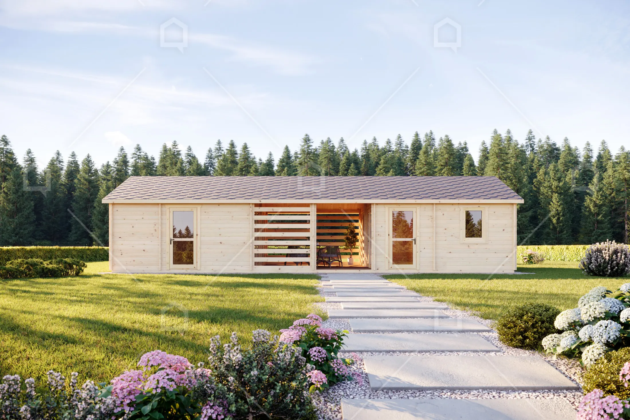 Casa prefabricada modelo Casa de madera Milan de 63.5 m²