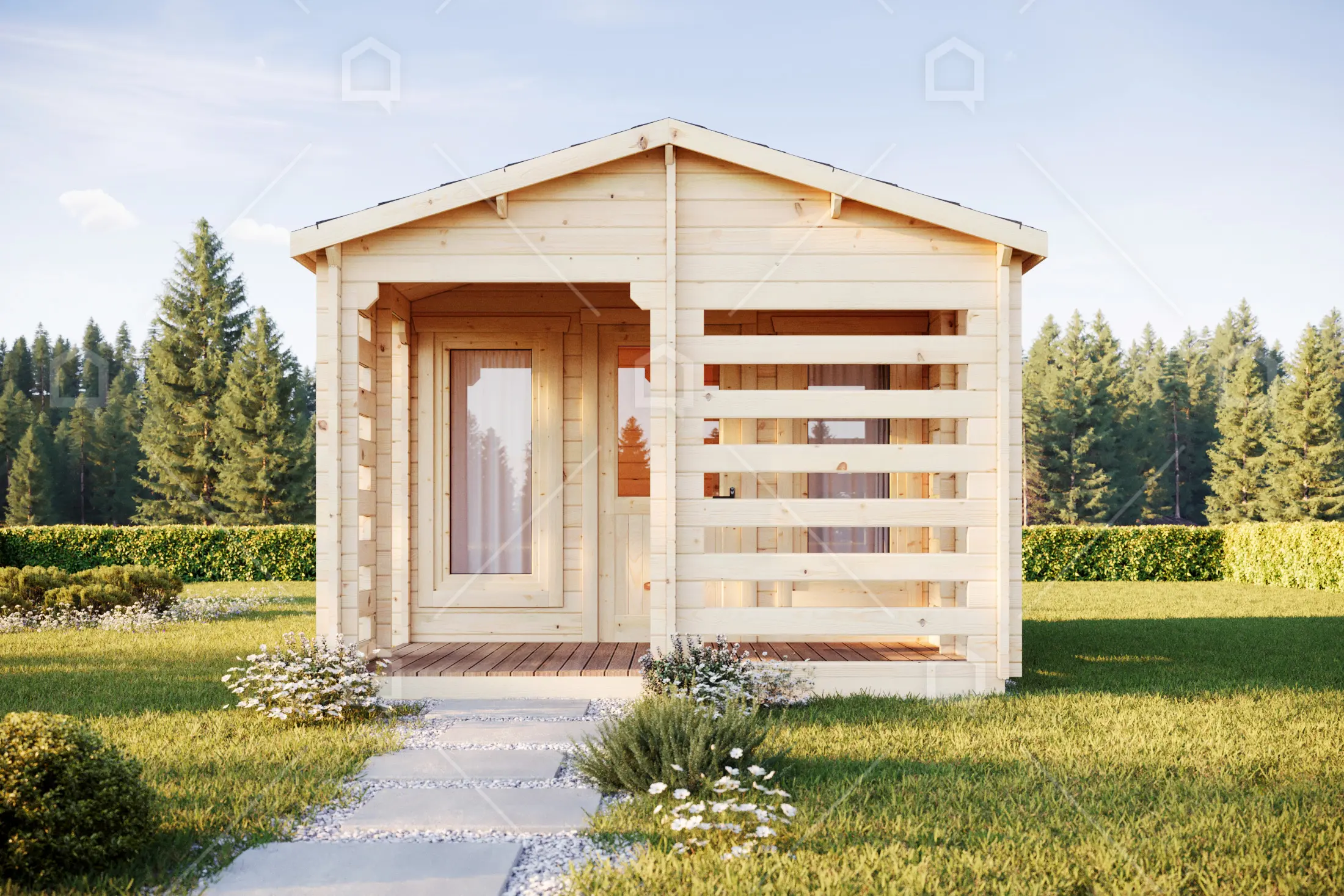 Casa prefabricada modelo Mini casa de madera Besson de 15.6 m²