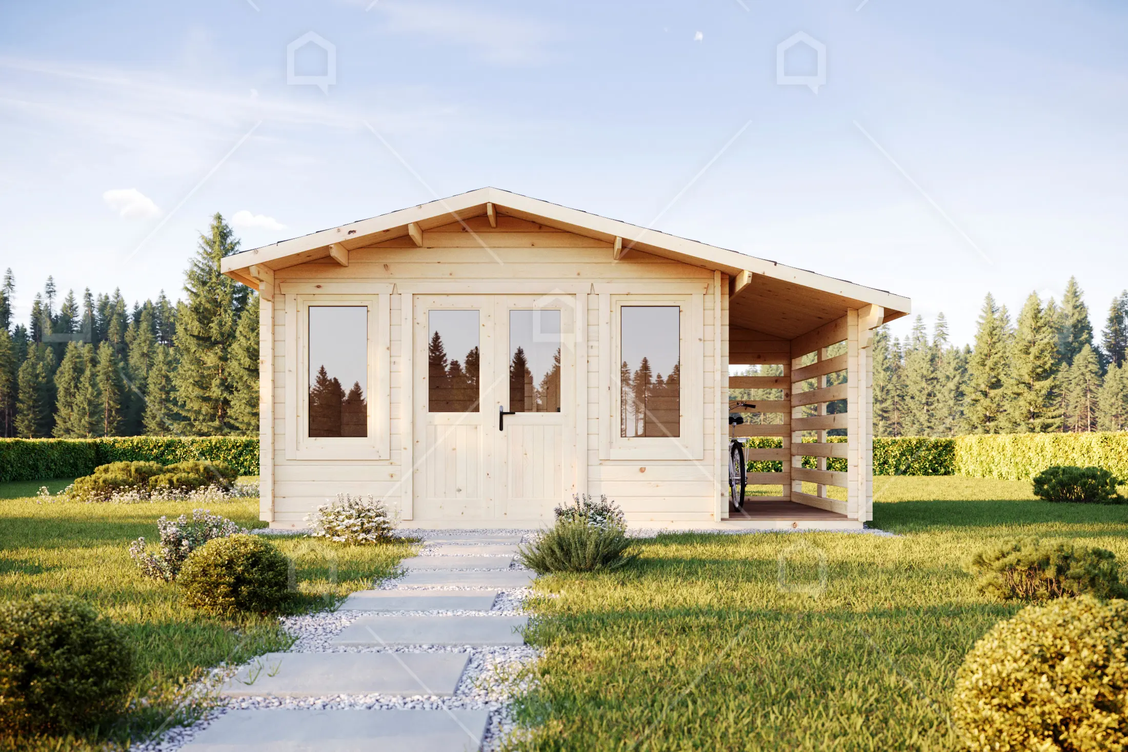 Casa prefabricada modelo Mini casa de madera Claret de 15.9 m²