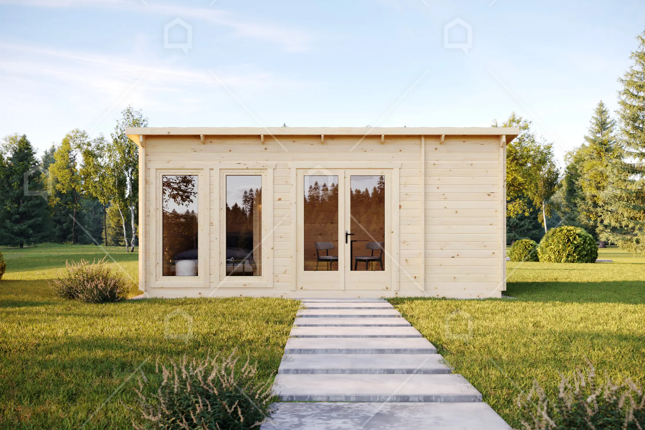 Casa prefabricada modelo Mini casa de madera Granada de 21.4 m²