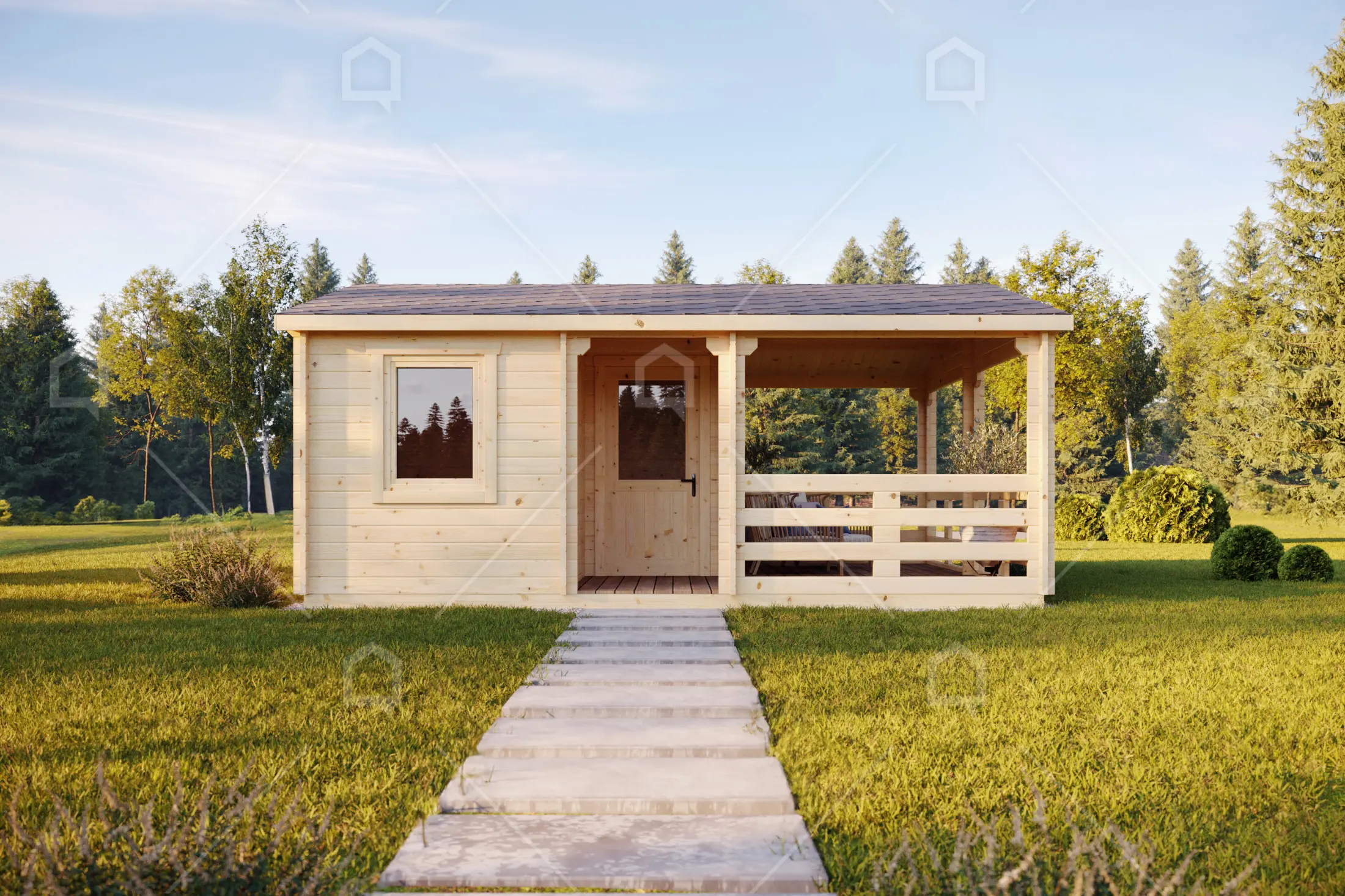 Casa prefabricada modelo Mini casa de madera Ladoga de 25 m²