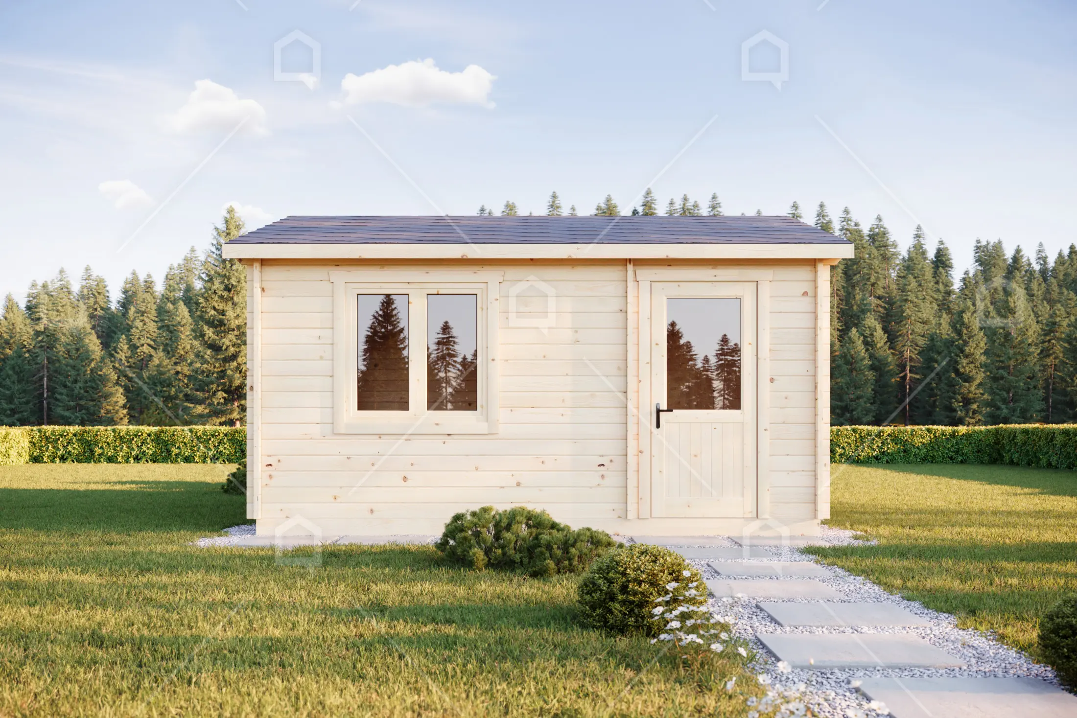 Casa prefabricada modelo Mini casa de madera Onega de 21.2 m²