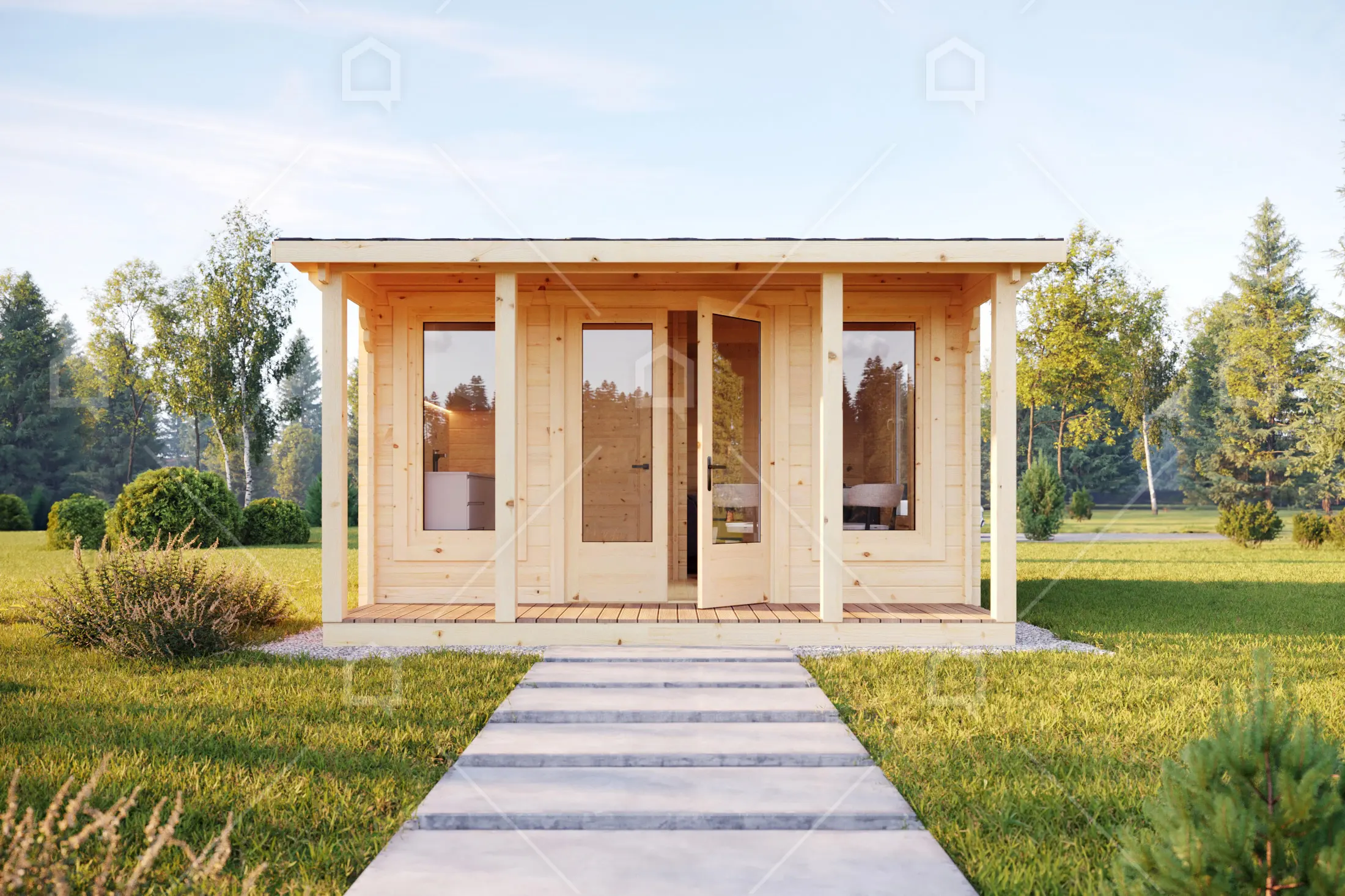 Casa prefabricada modelo Mini casa de madera Peyron de 21.3 m²