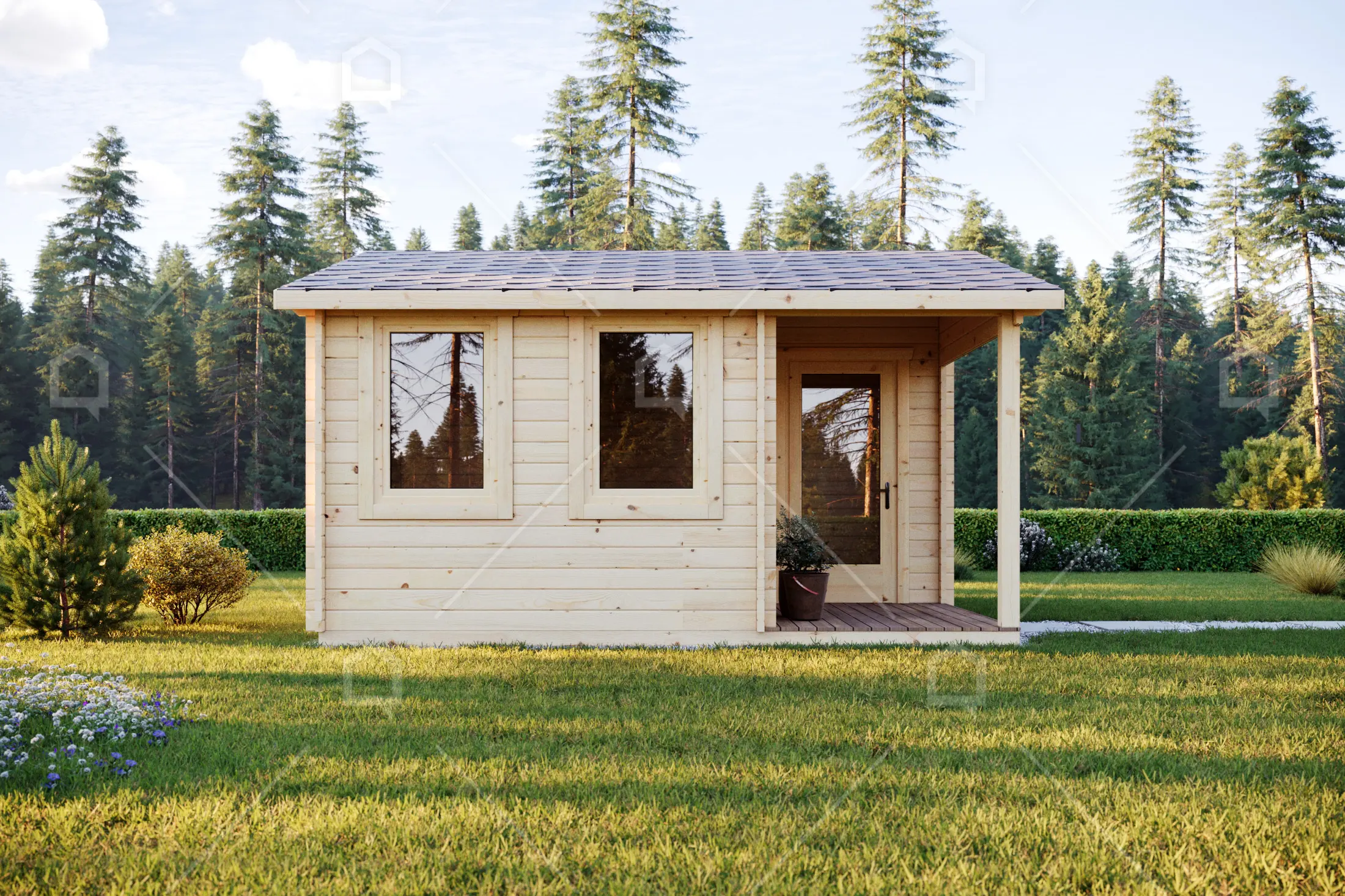 Casa prefabricada modelo Mini casa de madera Rond de 21.2 m²