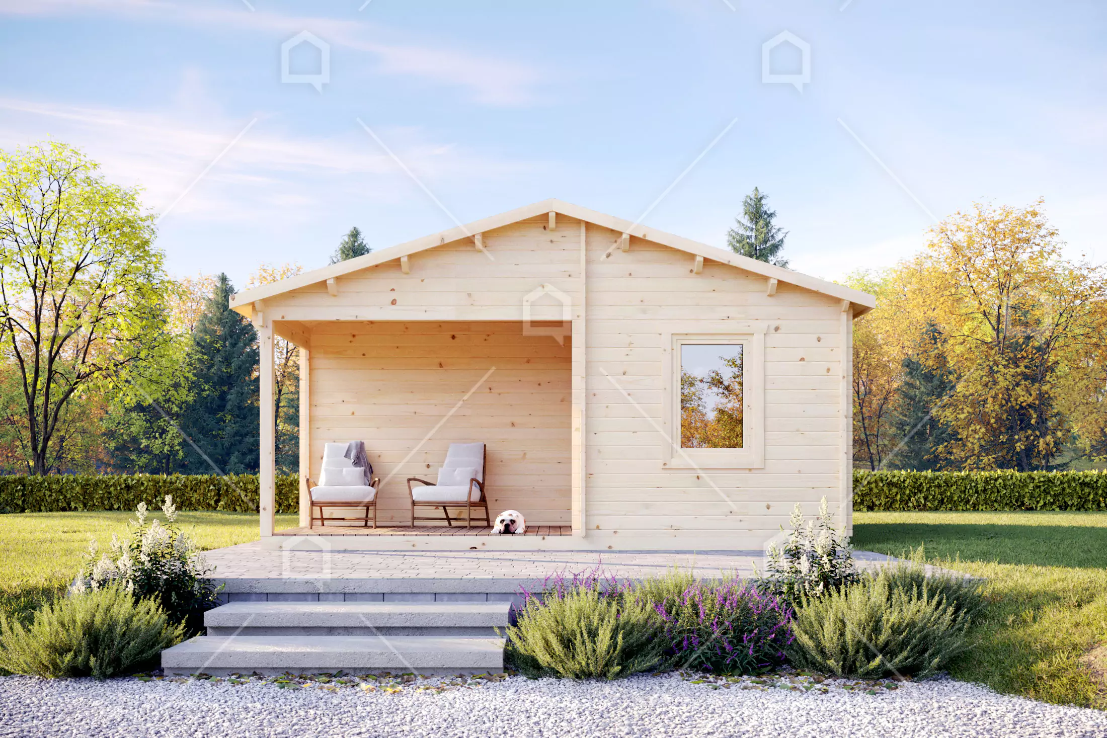 Casa prefabricada modelo Mini casa de madera Rond XL de 34.8 m²