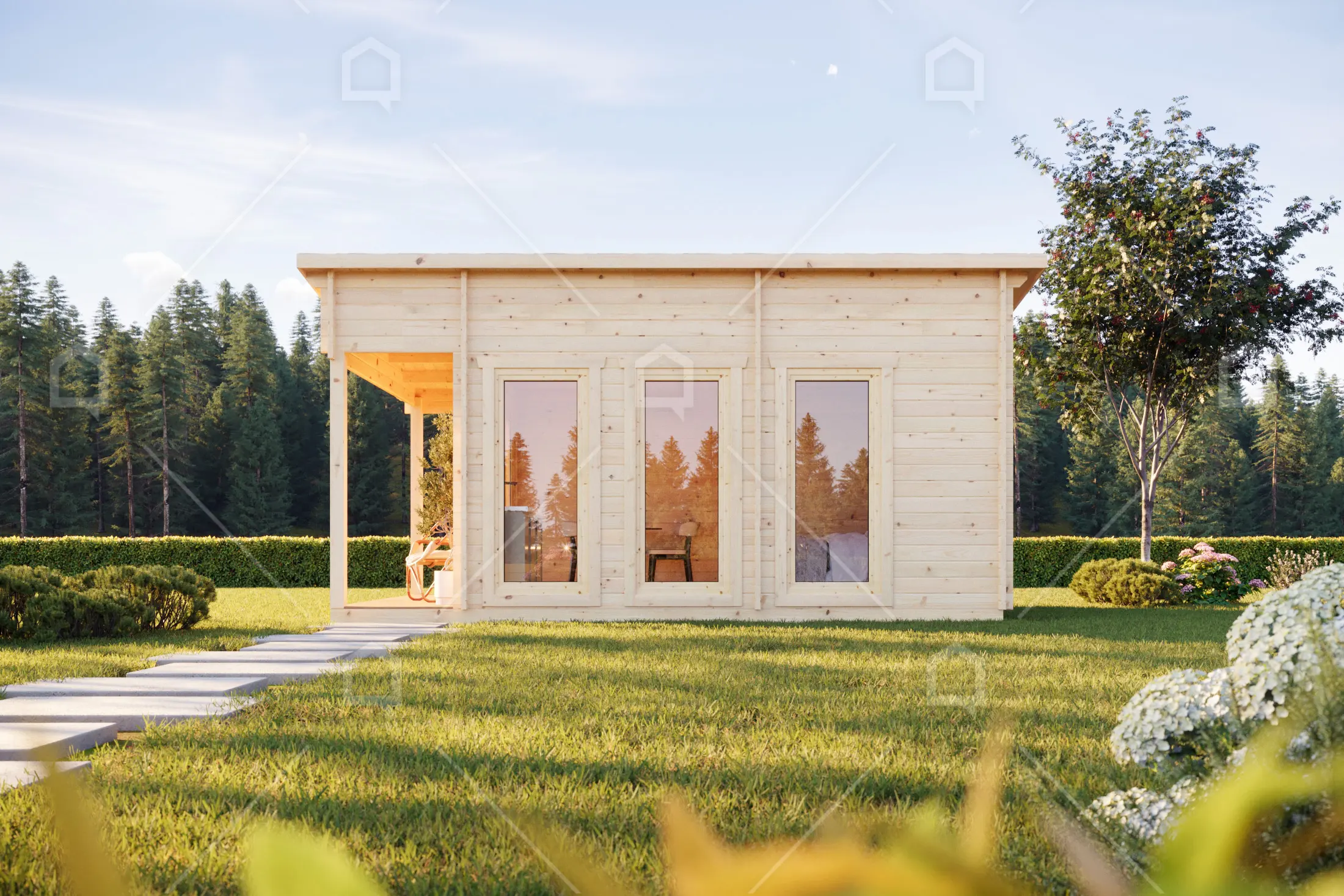 Casa prefabricada modelo Mini casa de madera Valencia de 18.9 m²