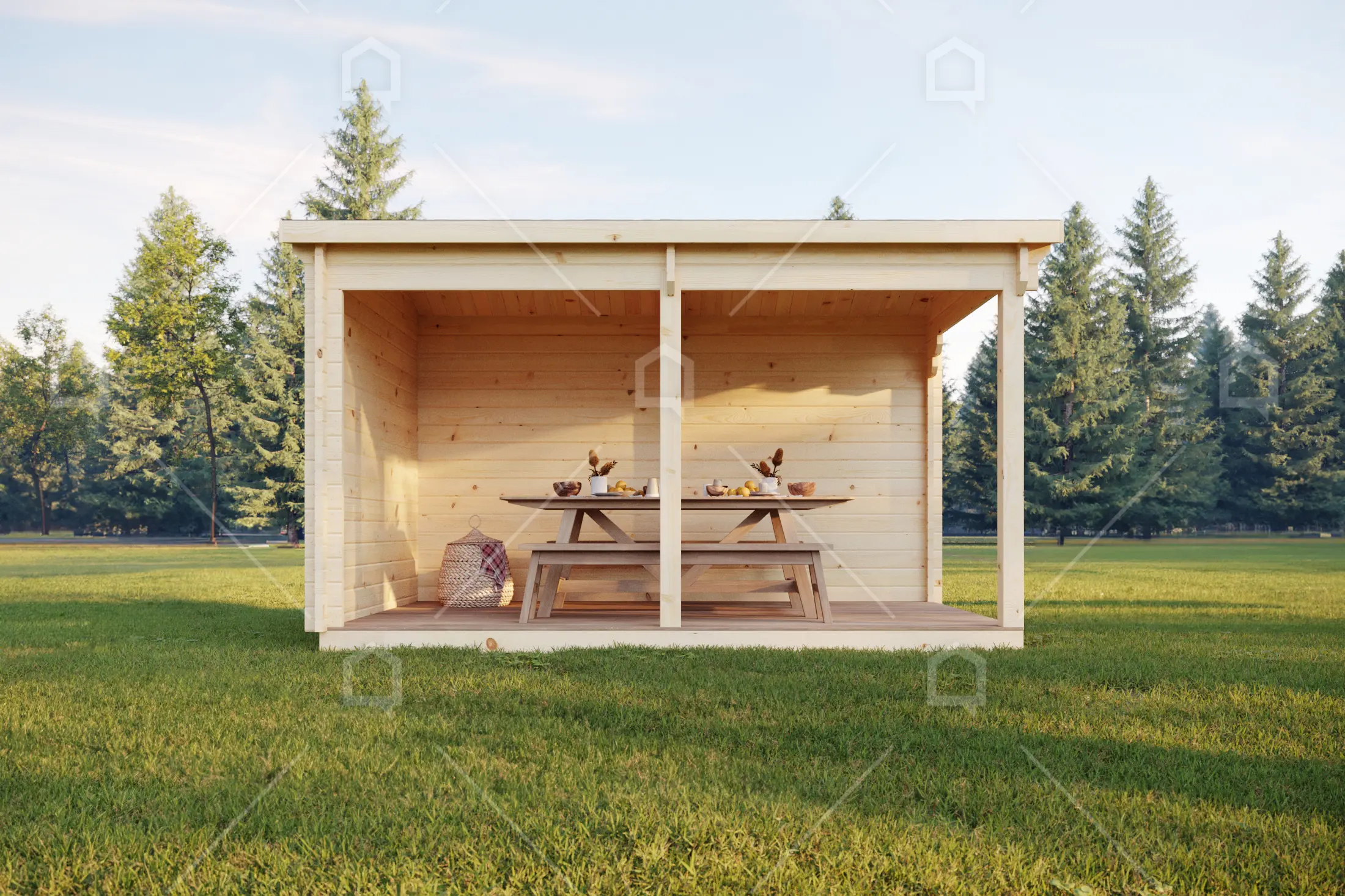 Casa prefabricada modelo Pérgola de madera Newry de 8.7 m²