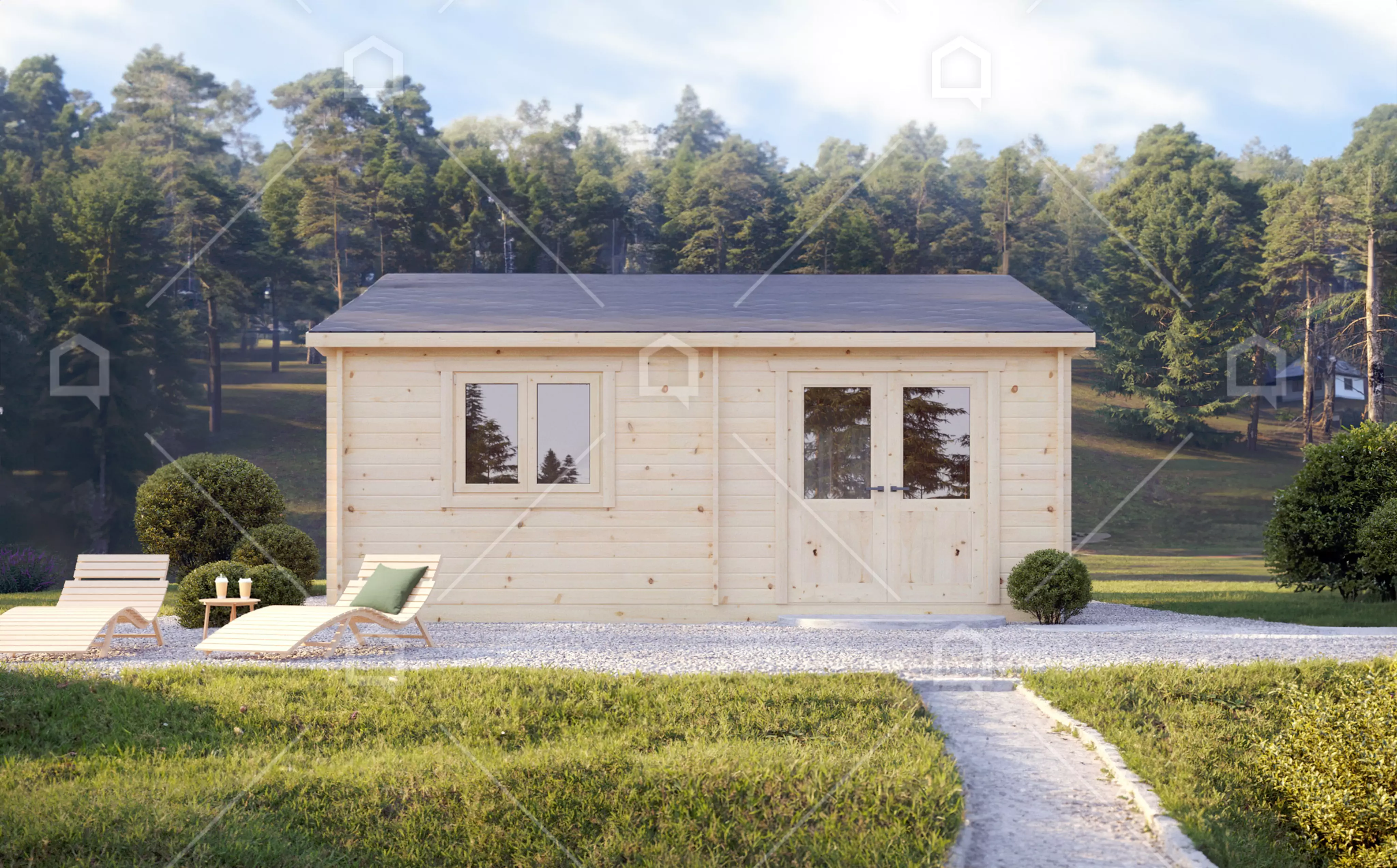 Casa prefabricada modelo Mini casa de madera Ontario XL de 30 m²