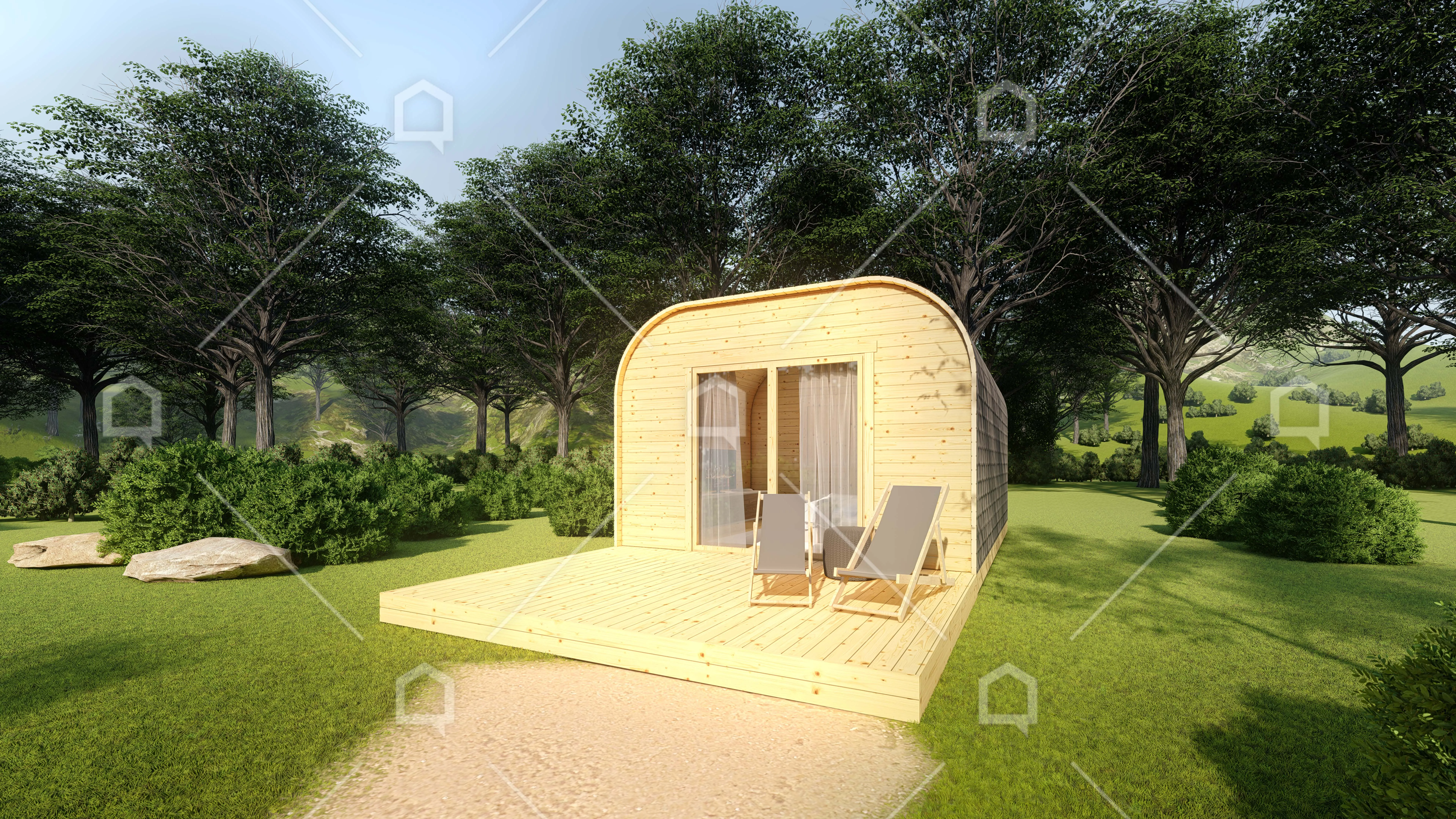 Casa prefabricada modelo Mini casa de madera Oslo 4x6 con terraza de 34 m²