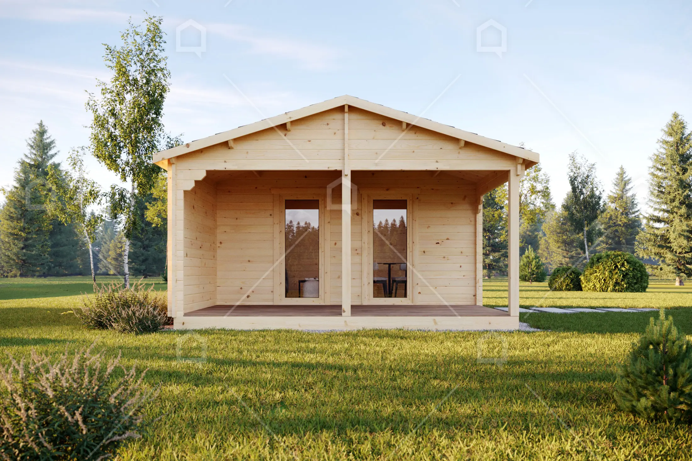 Casa prefabricada modelo Pérgola de madera Saga de 23.7 m²
