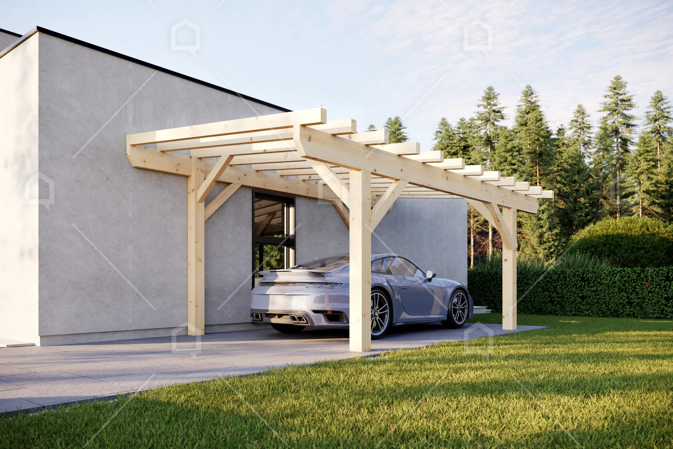 Casa prefabricada modelo Cobertizo de madera Sinai de 19.7 m²