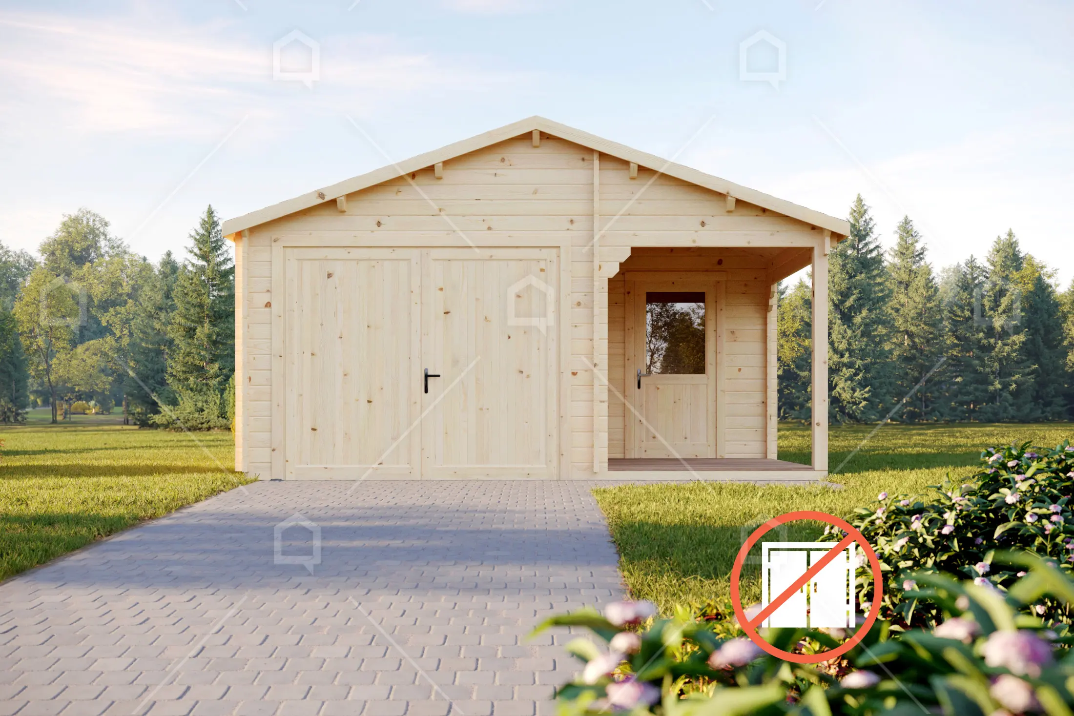 Casa prefabricada modelo Garaje de madera Skadar de 30.2 m²
