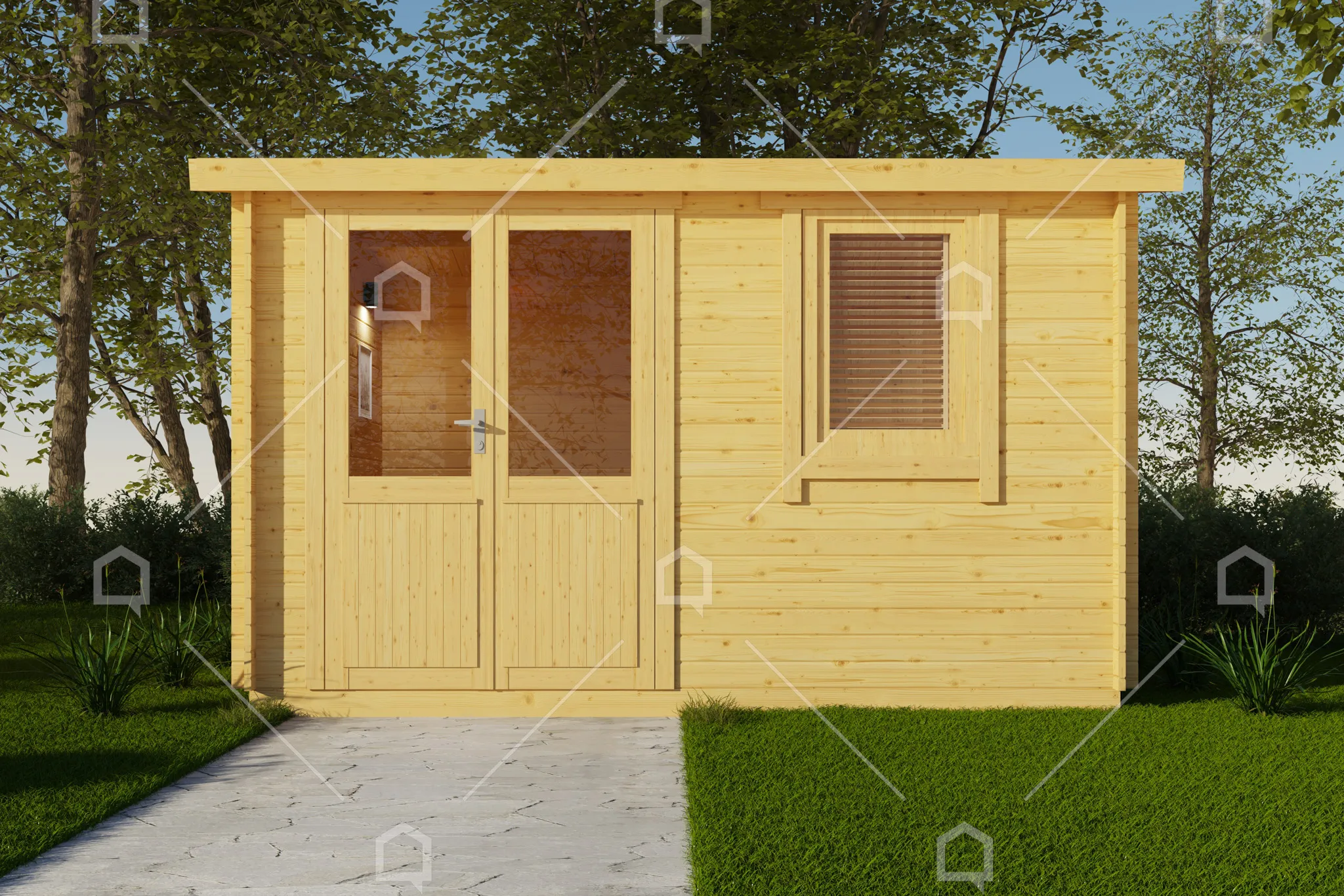 Casa prefabricada modelo Mini casa de madera Sunflower de 9.8 m²