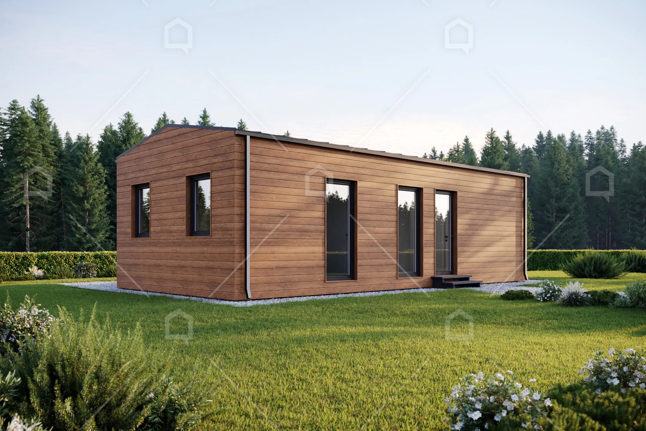 Casa prefabricada modelo Casa modular Techo Atlas a dos aguas de 48 m²