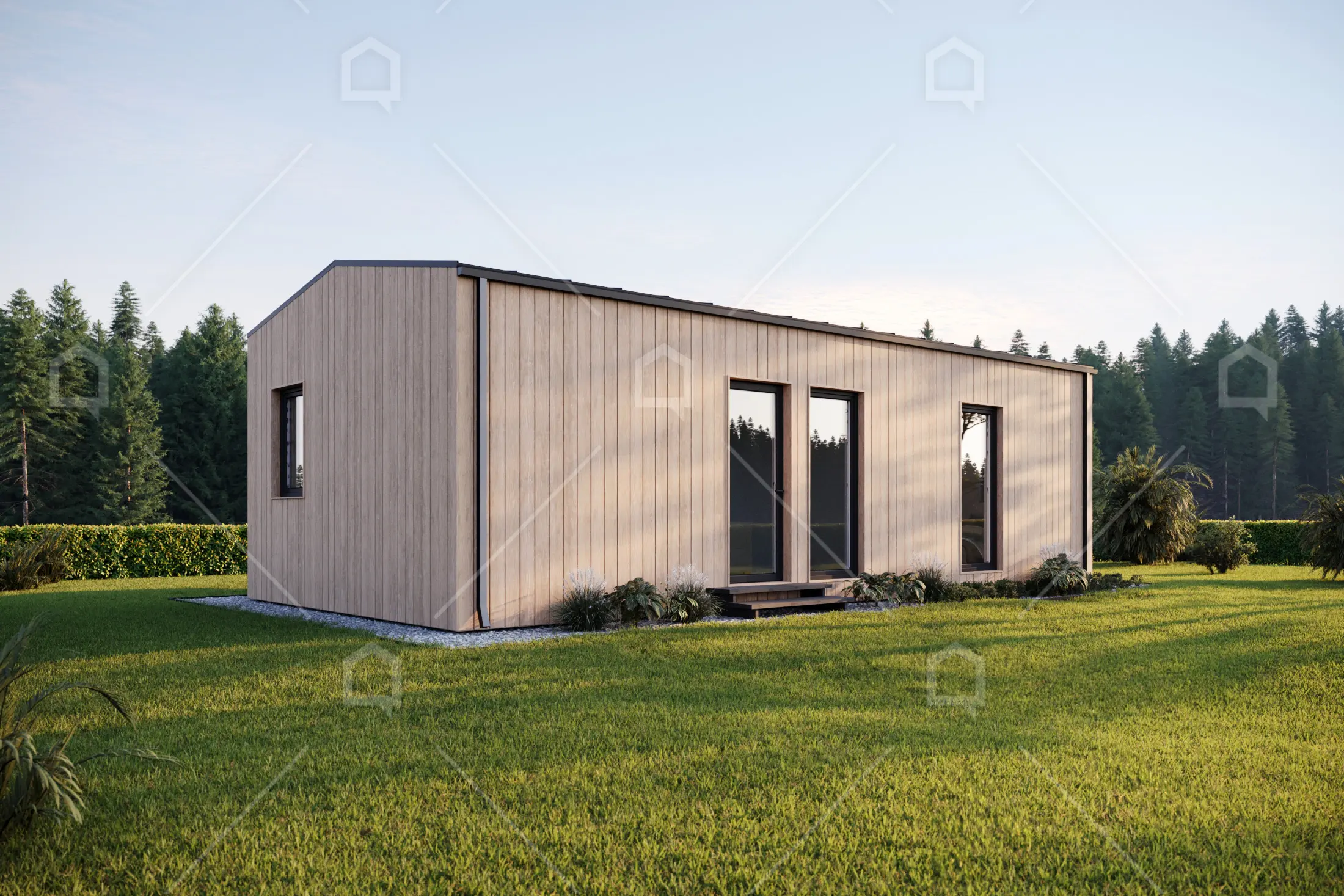 Casa prefabricada modelo Casa modular Techo Kamira a dos aguas de 48 m²