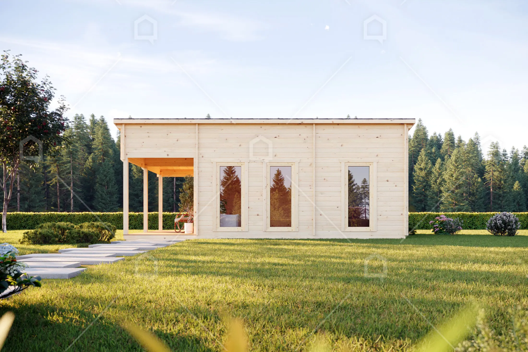 Casa prefabricada modelo Casa de madera Valencia XL de 37.1 m²