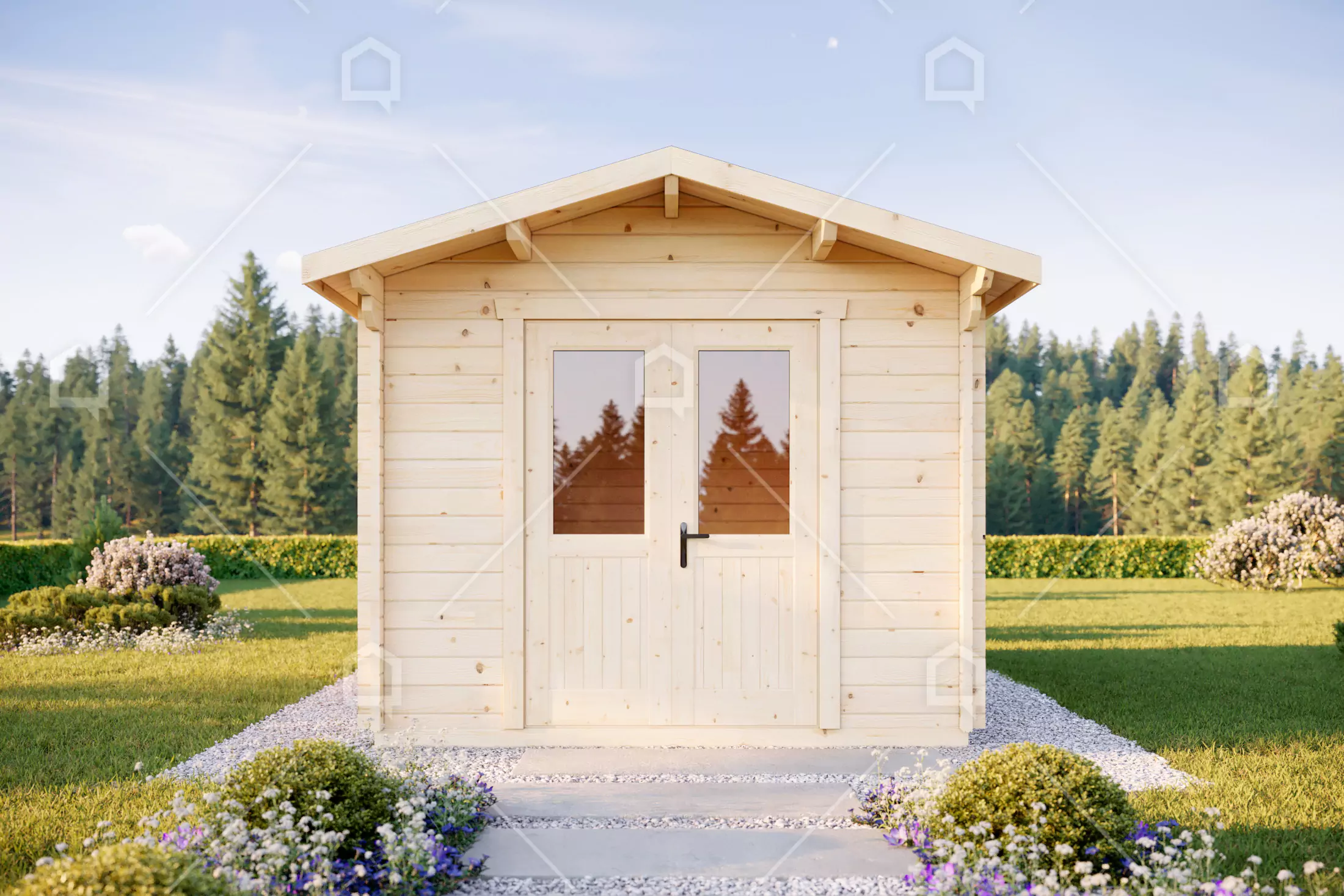 Casa prefabricada modelo Mini casa de madera Wisteria de 12 m²