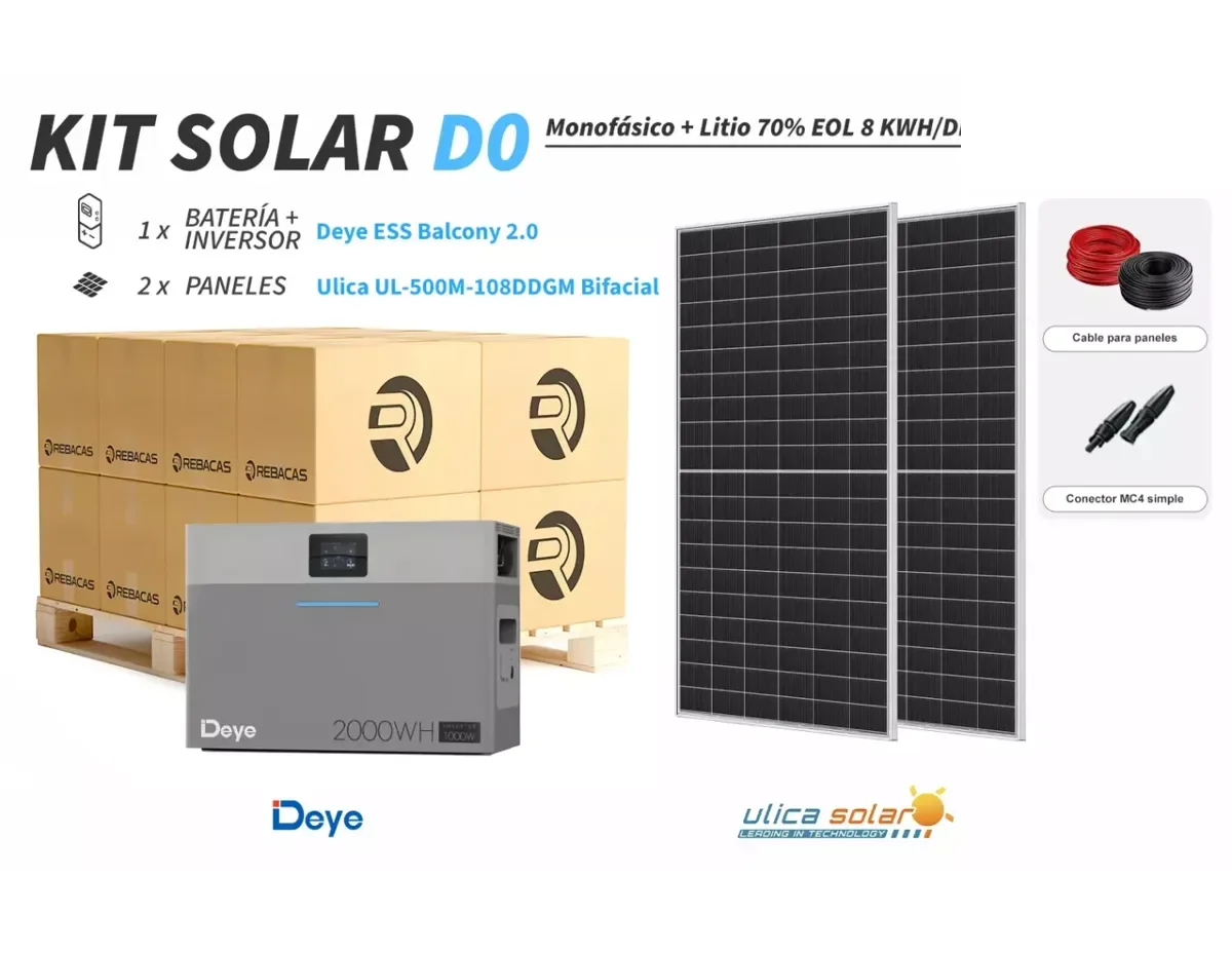Kit litio Deye D0 7 kWh/día con batería + inversor integrado