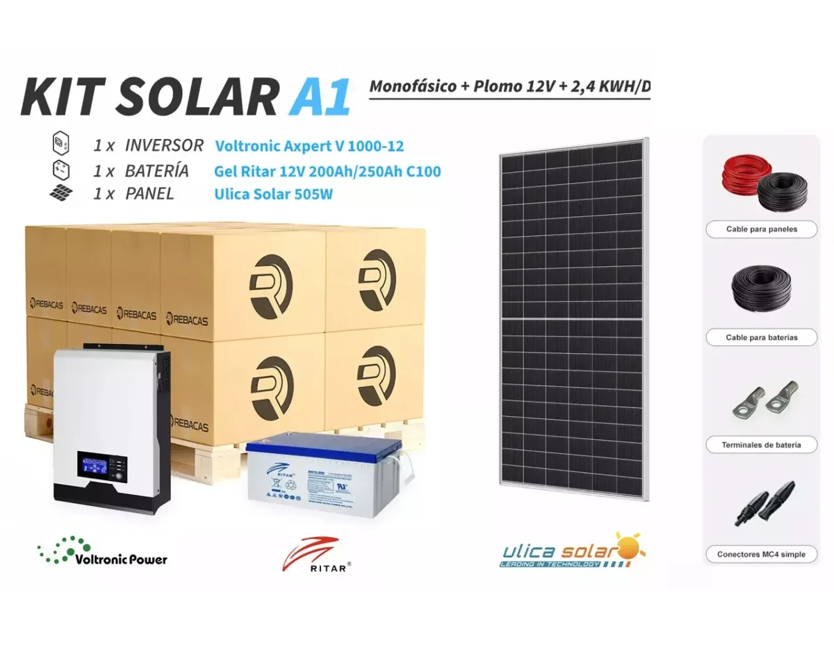 Kit Solar Aislada 1 1000|2000 Wh día