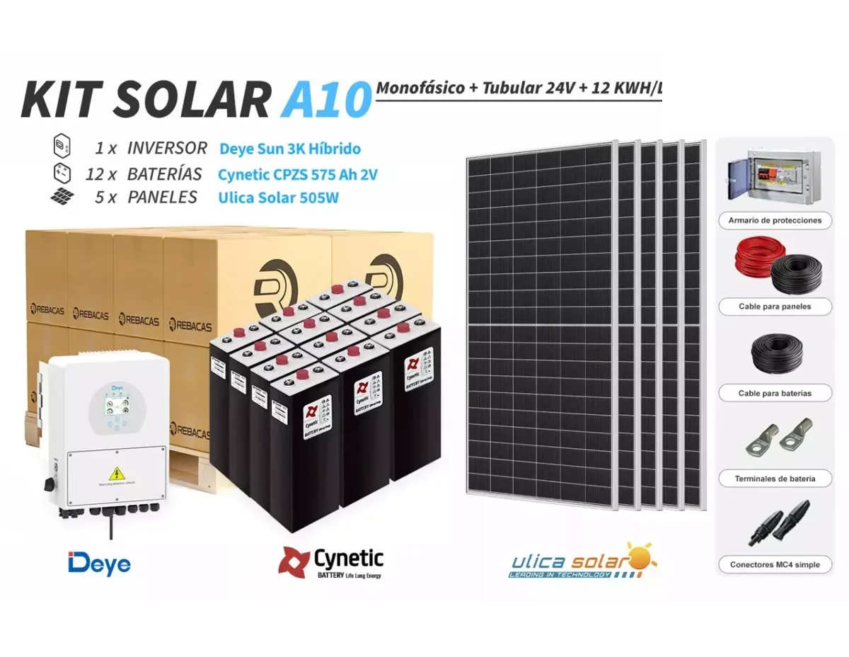Kit Solar Aislada 10 6300|12600 Wh día Deye