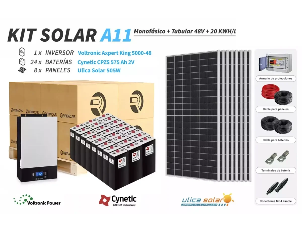 Kit Solar Aislada 11 10000 | 20000 Wh día CPZS Casa Unifamiliar