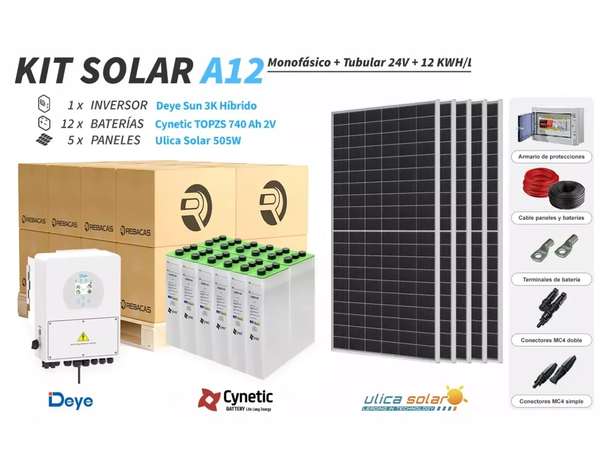 Kit Solar Aislada 12 6300|12600 Wh día Deye