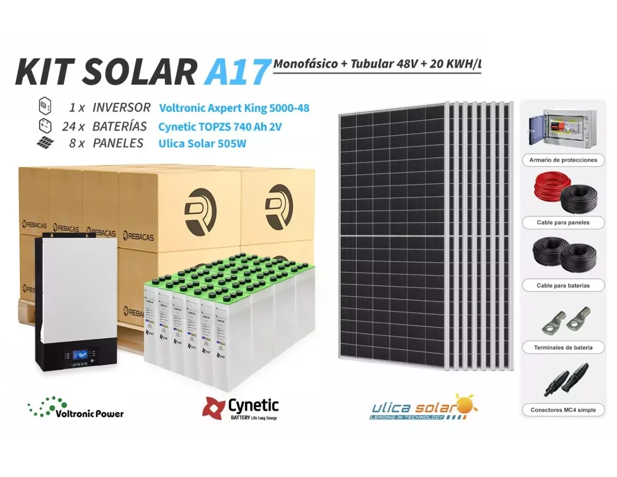 Kit Solar Aislada 17 10000|20000 Wh día TOPZS Casa Unifamiliar