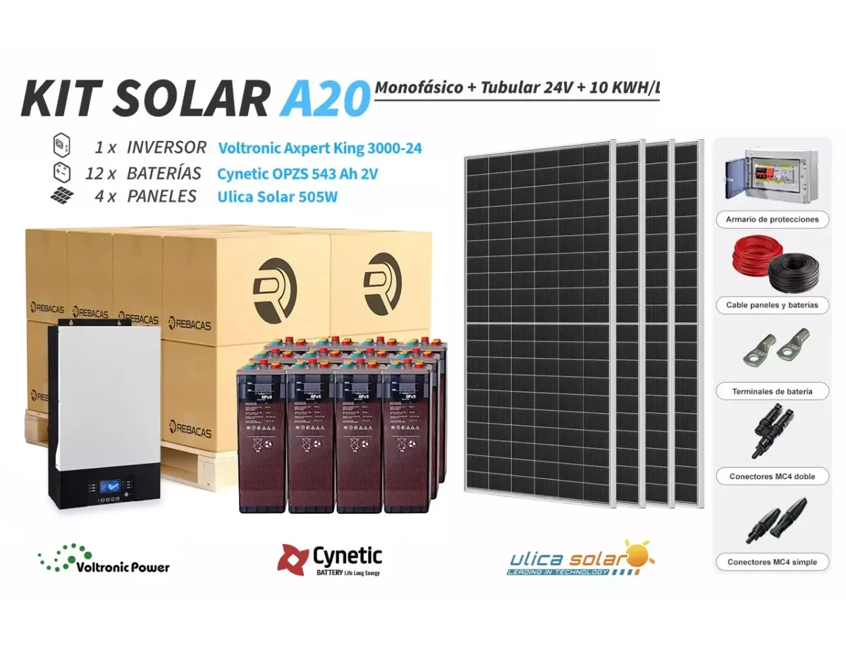 Kit Solar Aislada 20 3300/6600 Wh/día OPZS sin Conexión a Red